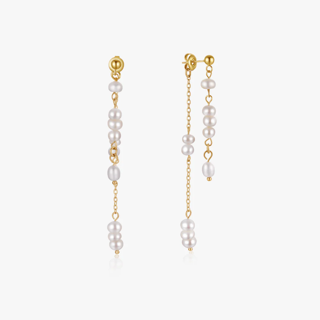 Amber Dangling Pearl Earrings - Image 4