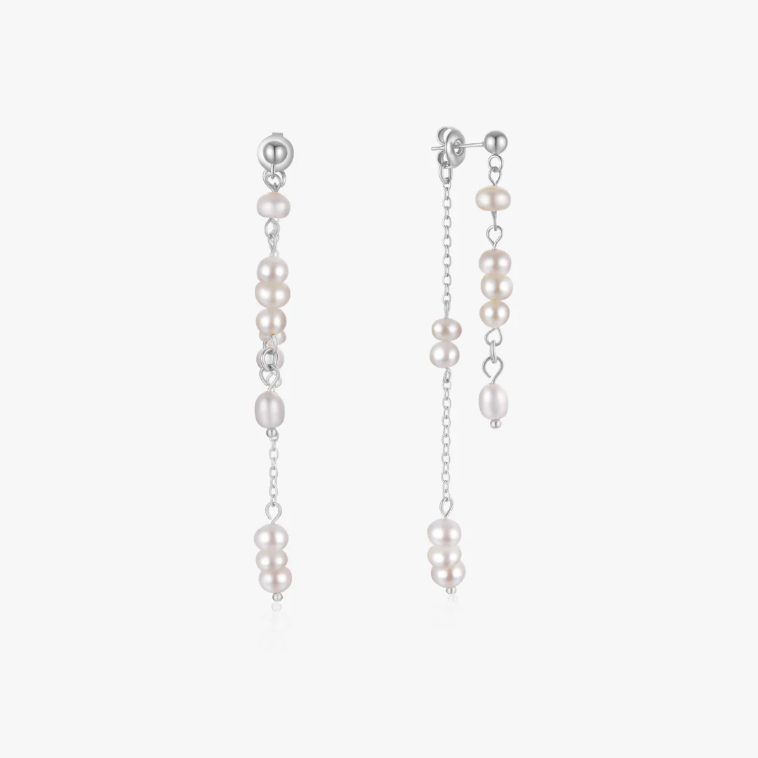 Amber Dangling Pearl Earrings - Image 5