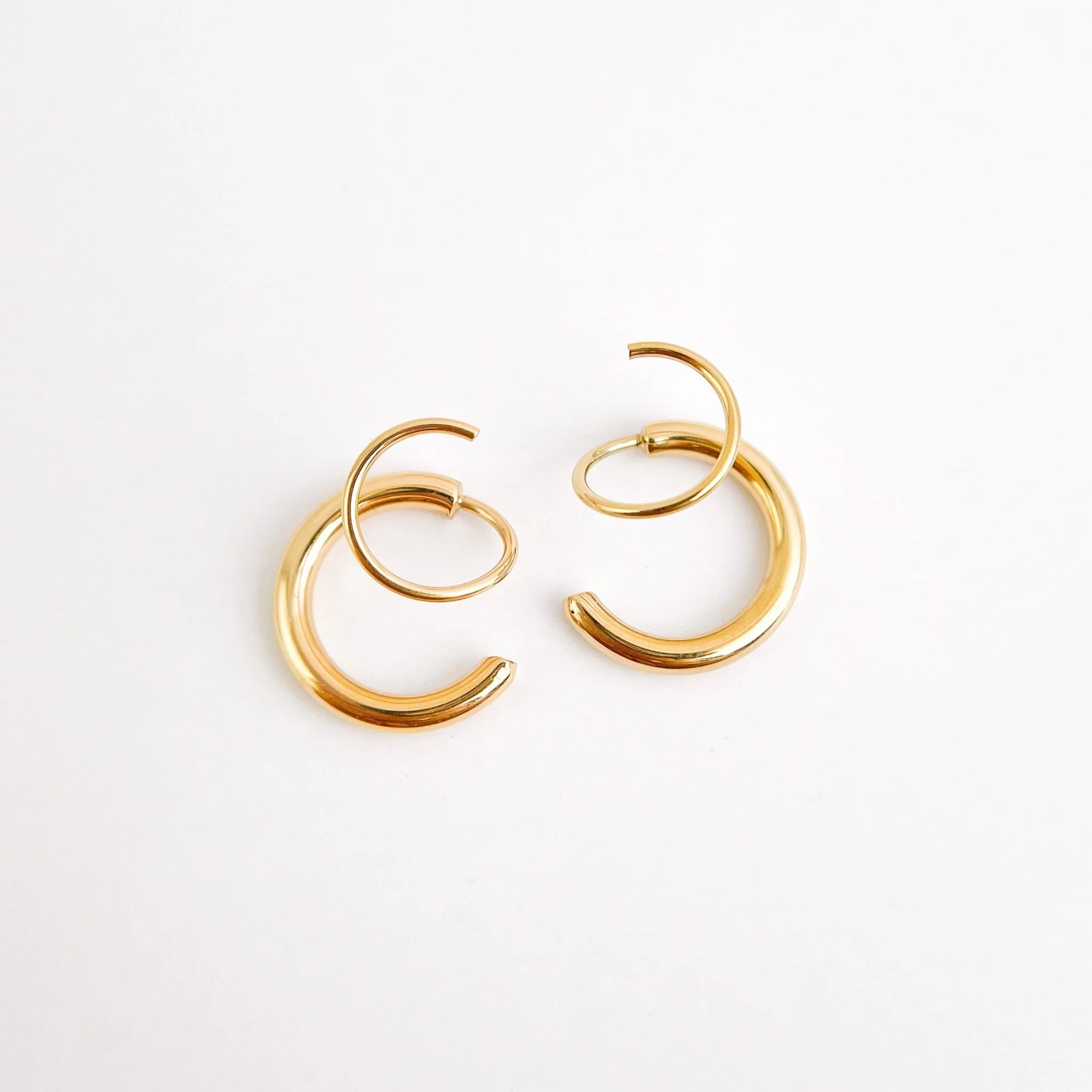 Aria Faux Double Hoop Earrings - Image 6