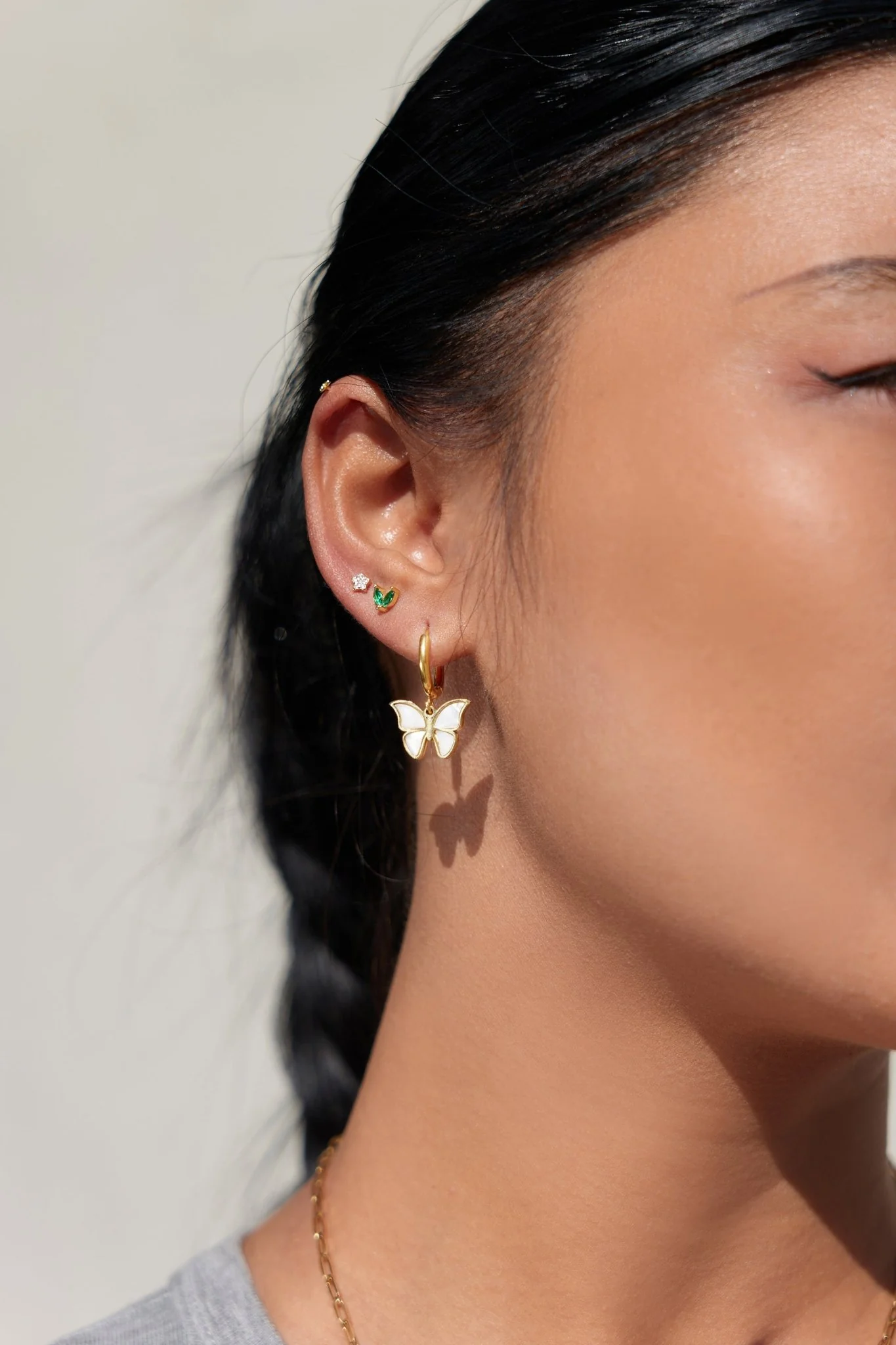 Baby Sprout Sterling Studs in Gold - Image 2