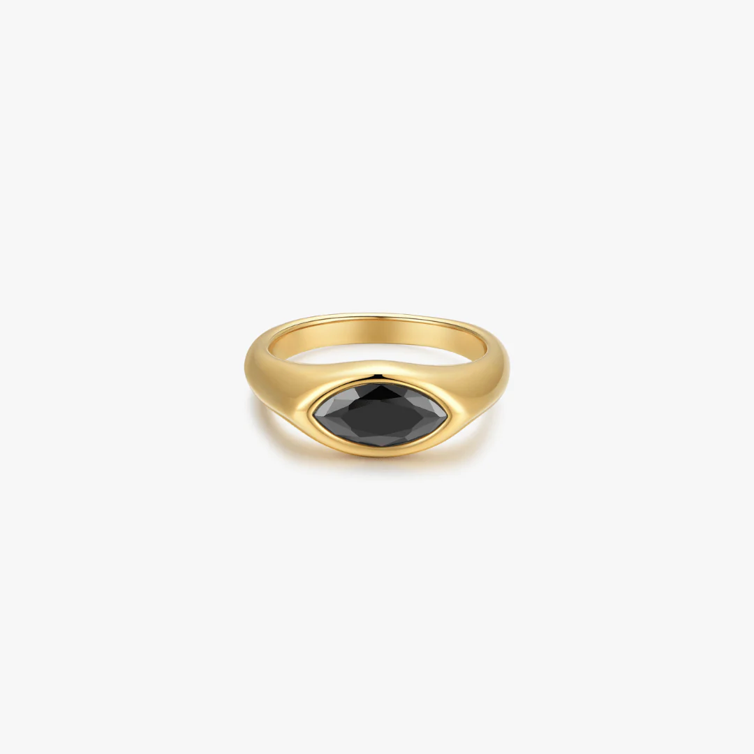 Black Gem Marquise Ring