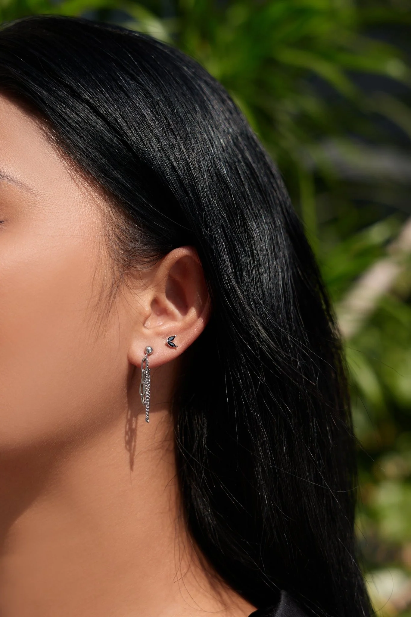Black Sprout Sterling Studs in Silver - Image 3