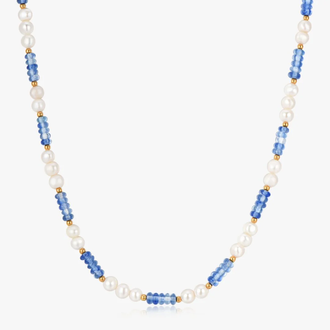Blue Beads + Pearls Necklace (Greek Inspired Collection)