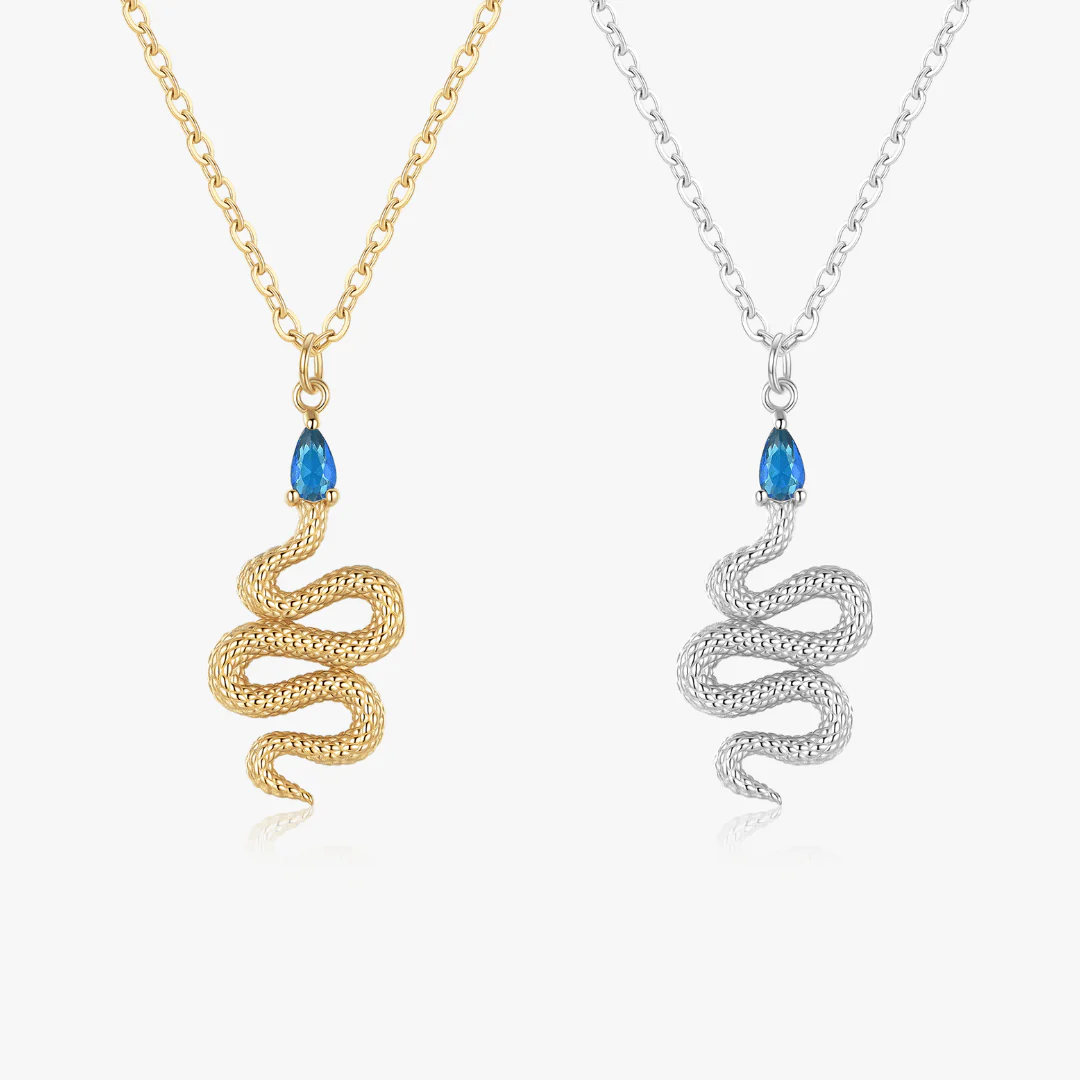 Blue Gem Snake Necklace