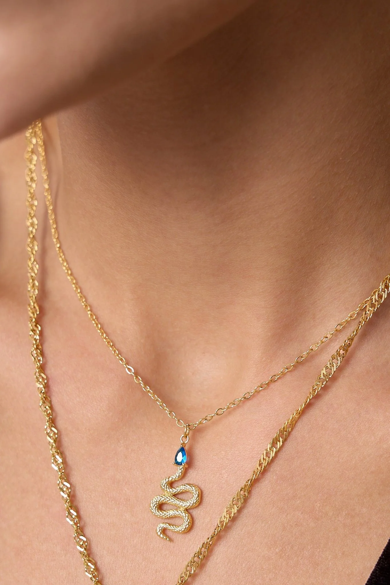 Blue Gem Snake Necklace - Image 4