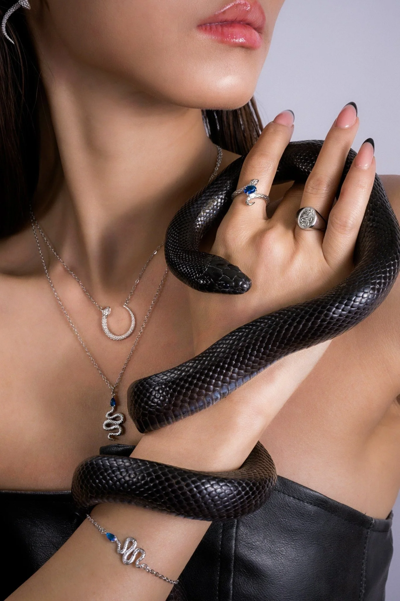 Blue Gem Snake Necklace - Image 7