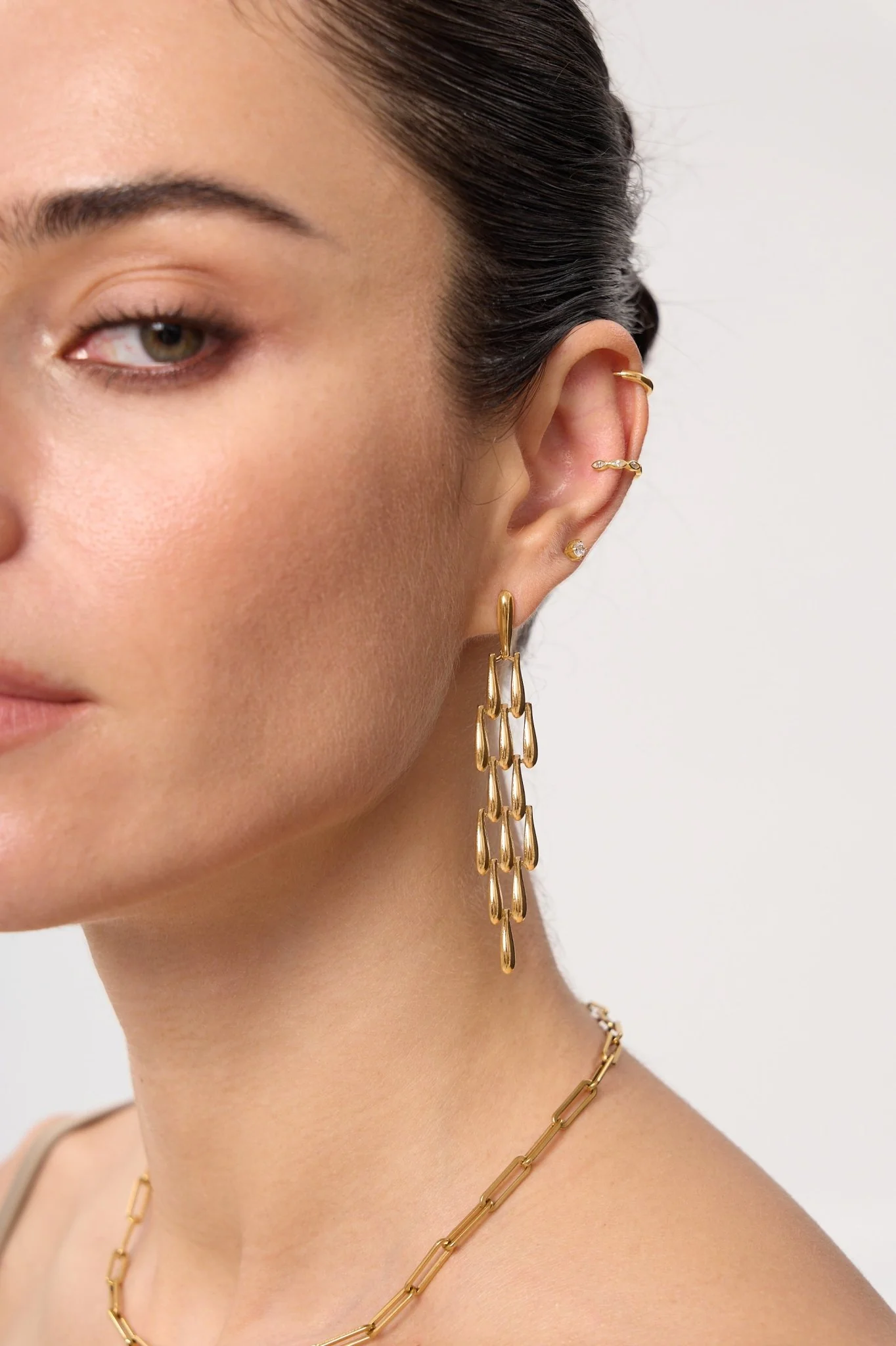 Bold Geometric Dangling Earrings - Image 2