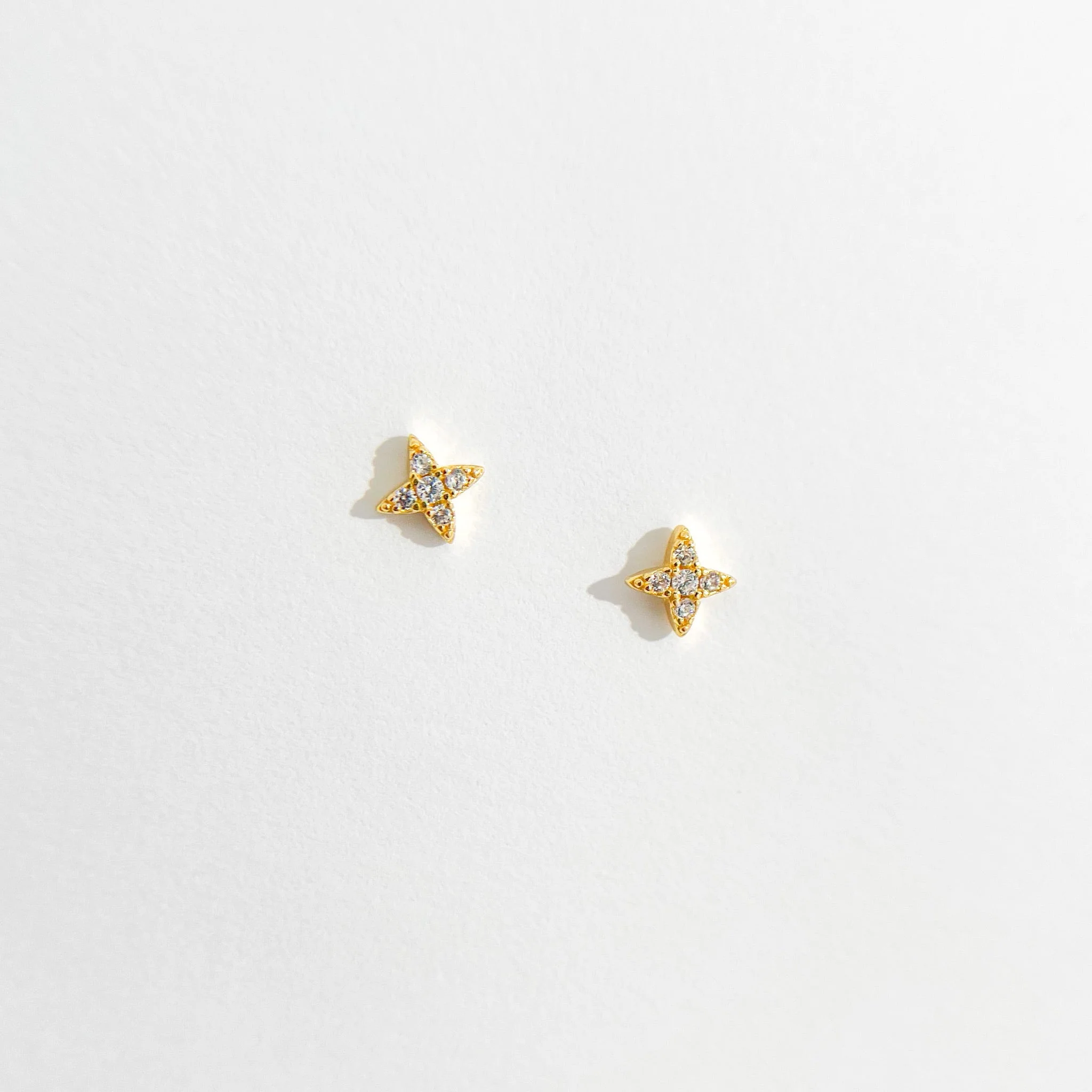 Clear Gem Estrella Studs in Gold - Image 4