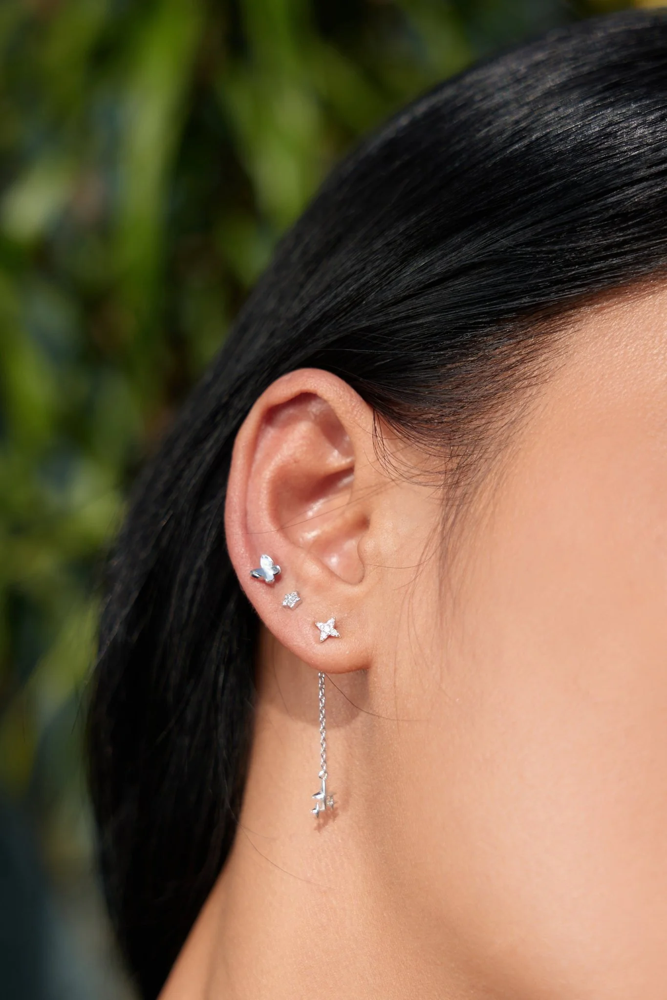 Clear Gem Estrella Studs in Silver - Image 3