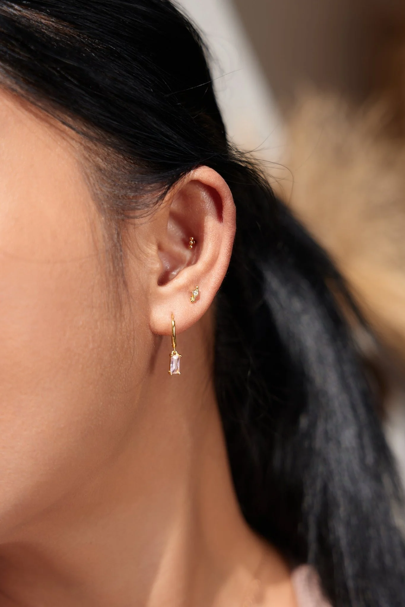 Clear Gem Freya Studs in Gold - Image 3
