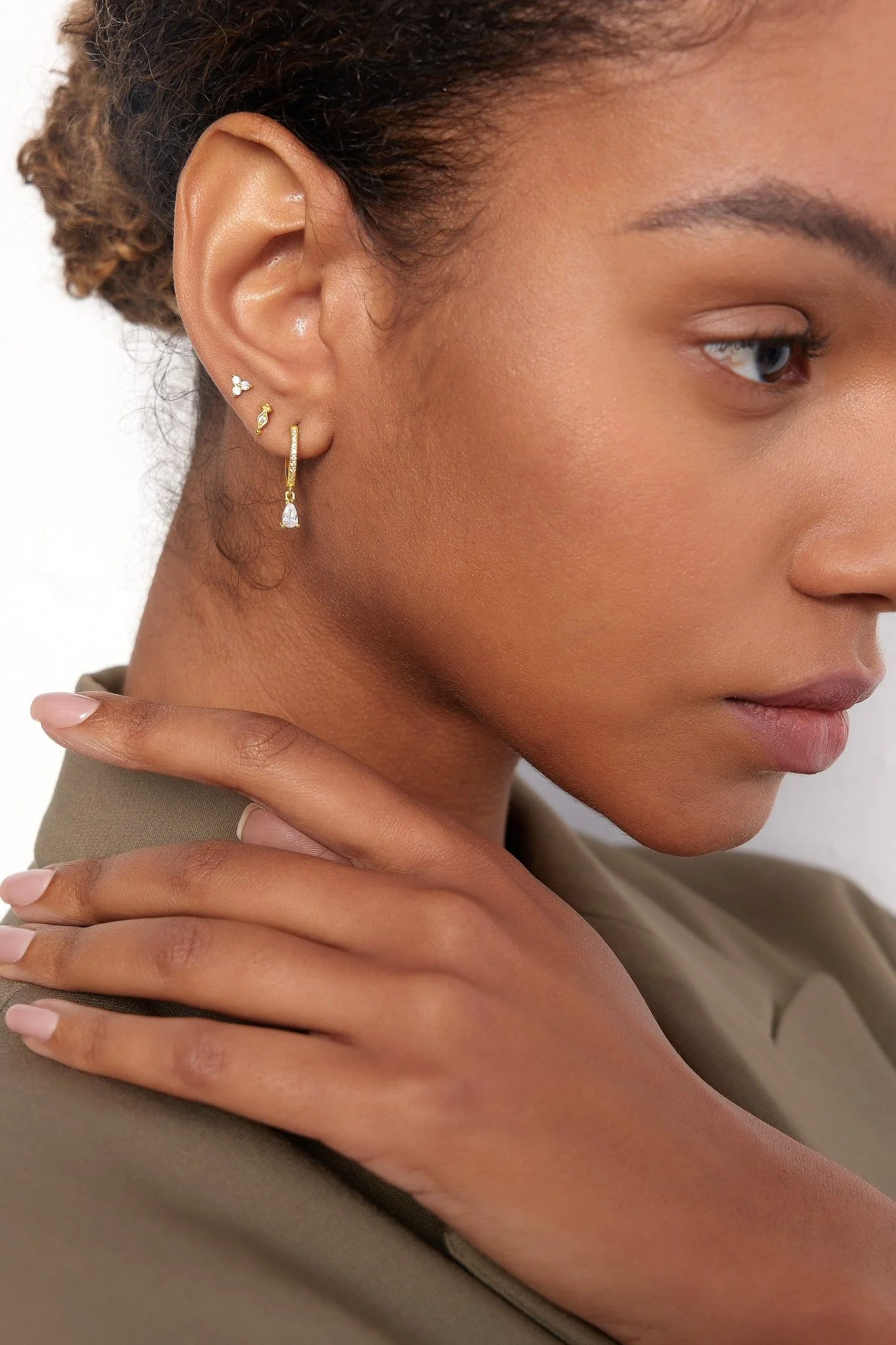 Clear Gem Freya Studs in Gold - Image 4