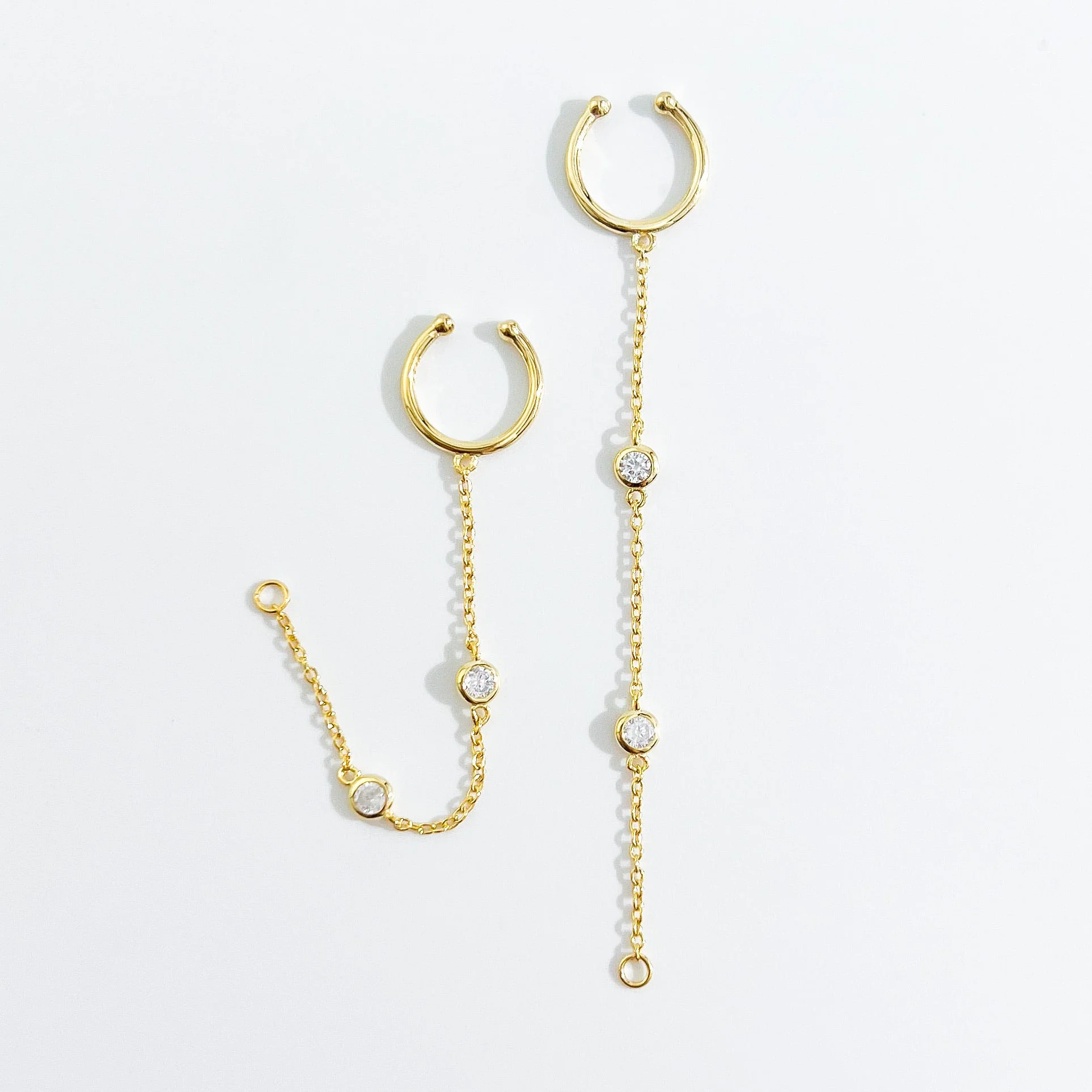 Crystal Chain Cuff Stud Jacket in Gold - Image 2