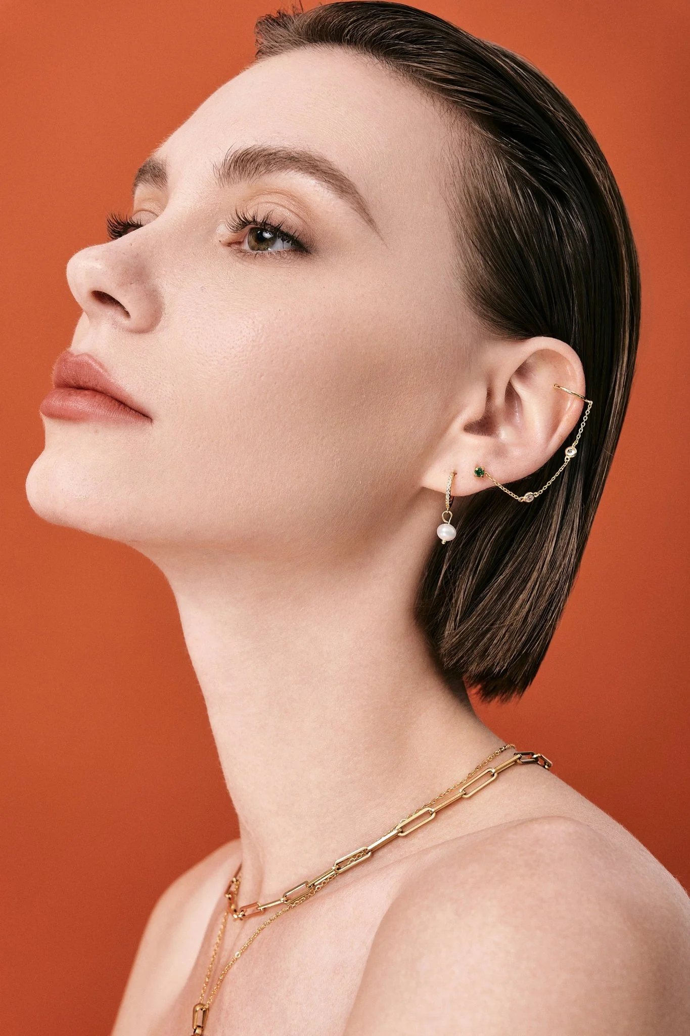 Crystal Chain Cuff Stud Jacket in Gold - Image 3