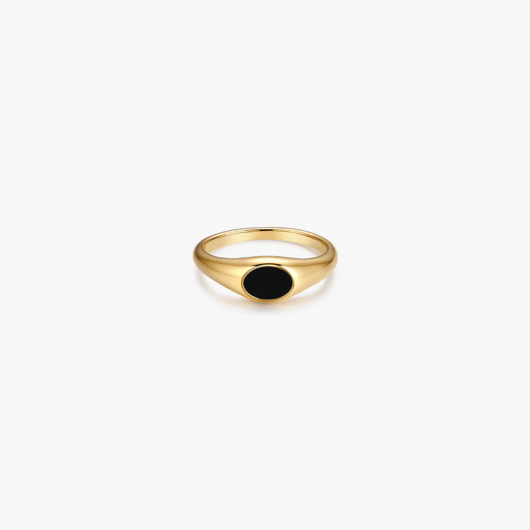 Denise Black Agate Signet Ring - Image 6