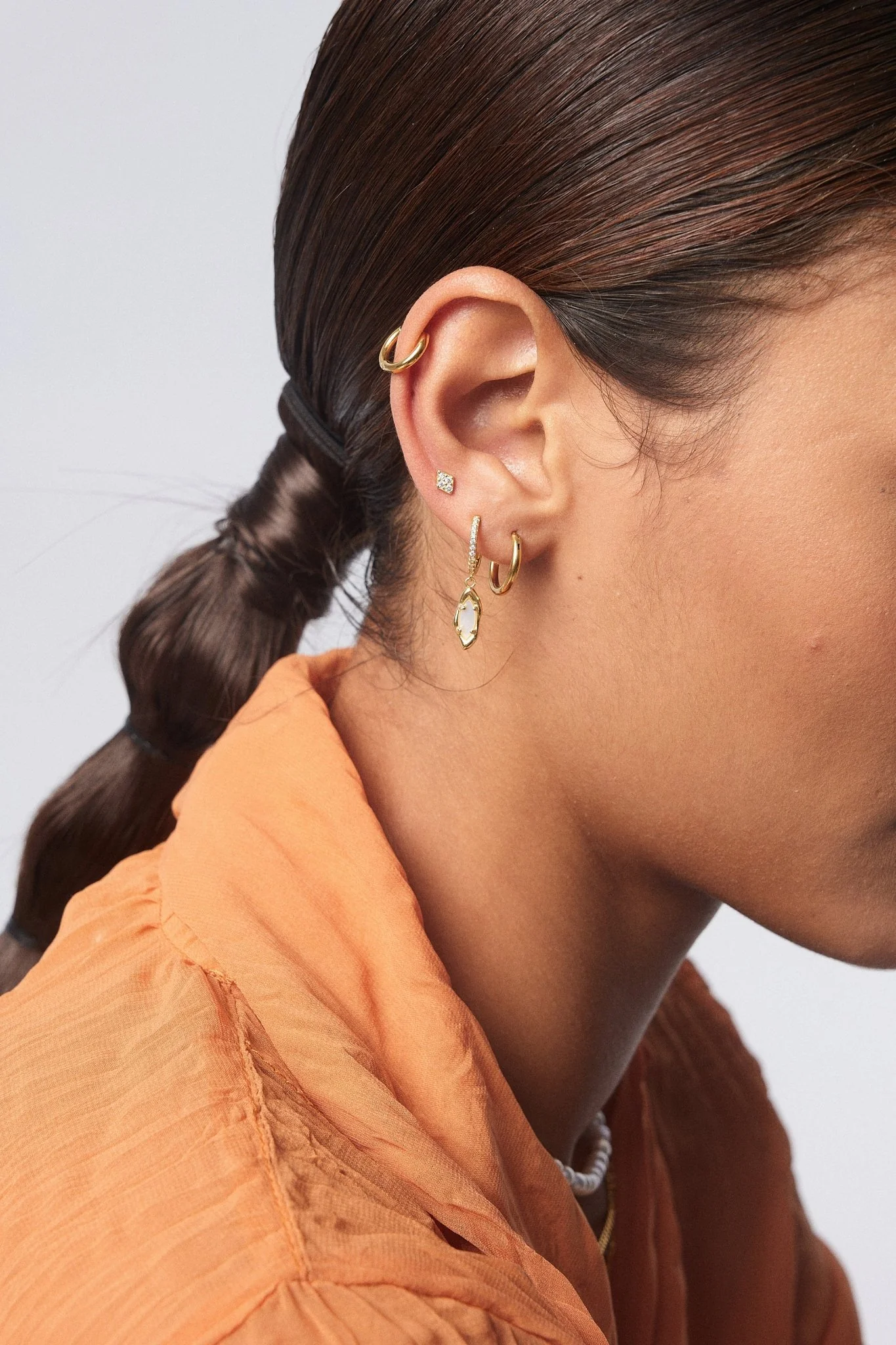 Rhombus Sterling Silver Threadless Flat Back Stud - Image 3