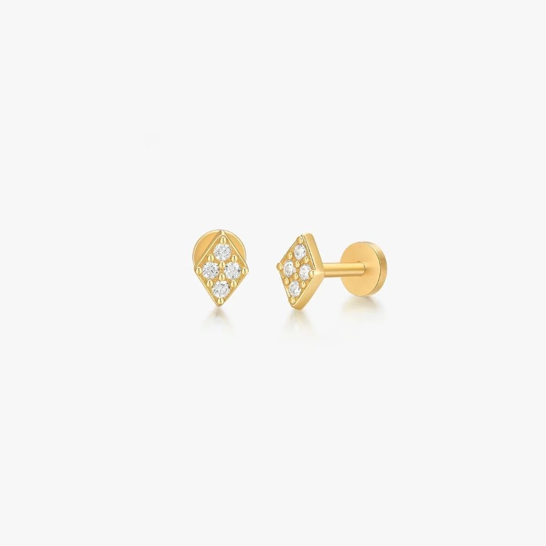 Rhombus Sterling Silver Threadless Flat Back Stud - Image 6