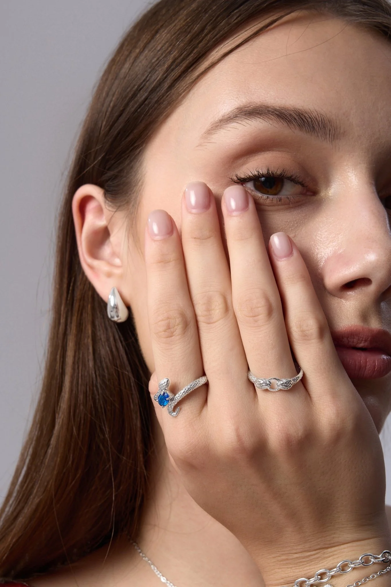 Blue Gem Snake Ring - Image 5