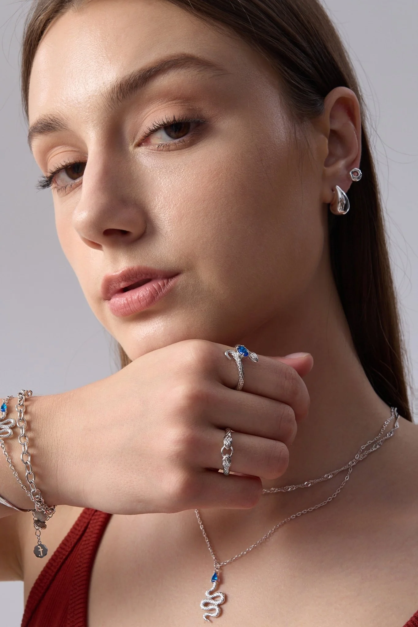 Blue Gem Snake Ring - Image 7