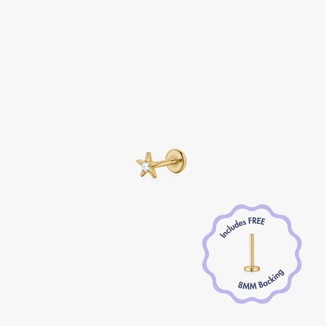 Ellie Star Titanium Flat Back Stud (Single) - Image 2