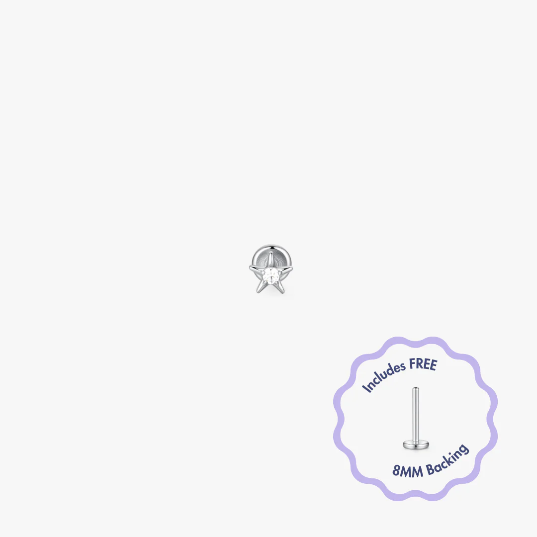 Ellie Star Titanium Flat Back Stud (Single) - Image 3
