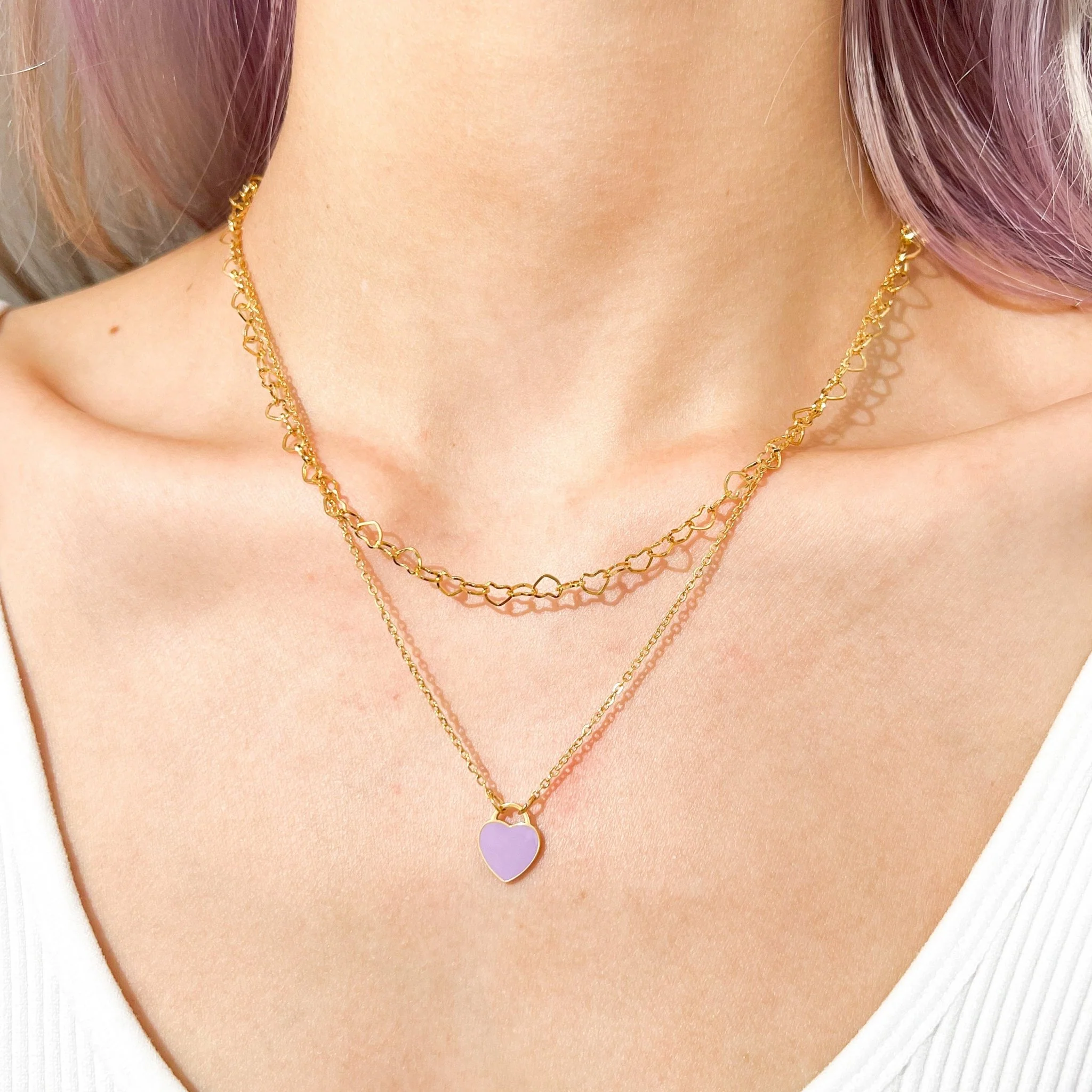 Enamel Heart Necklaces in Gold (Not A Set) - Image 10