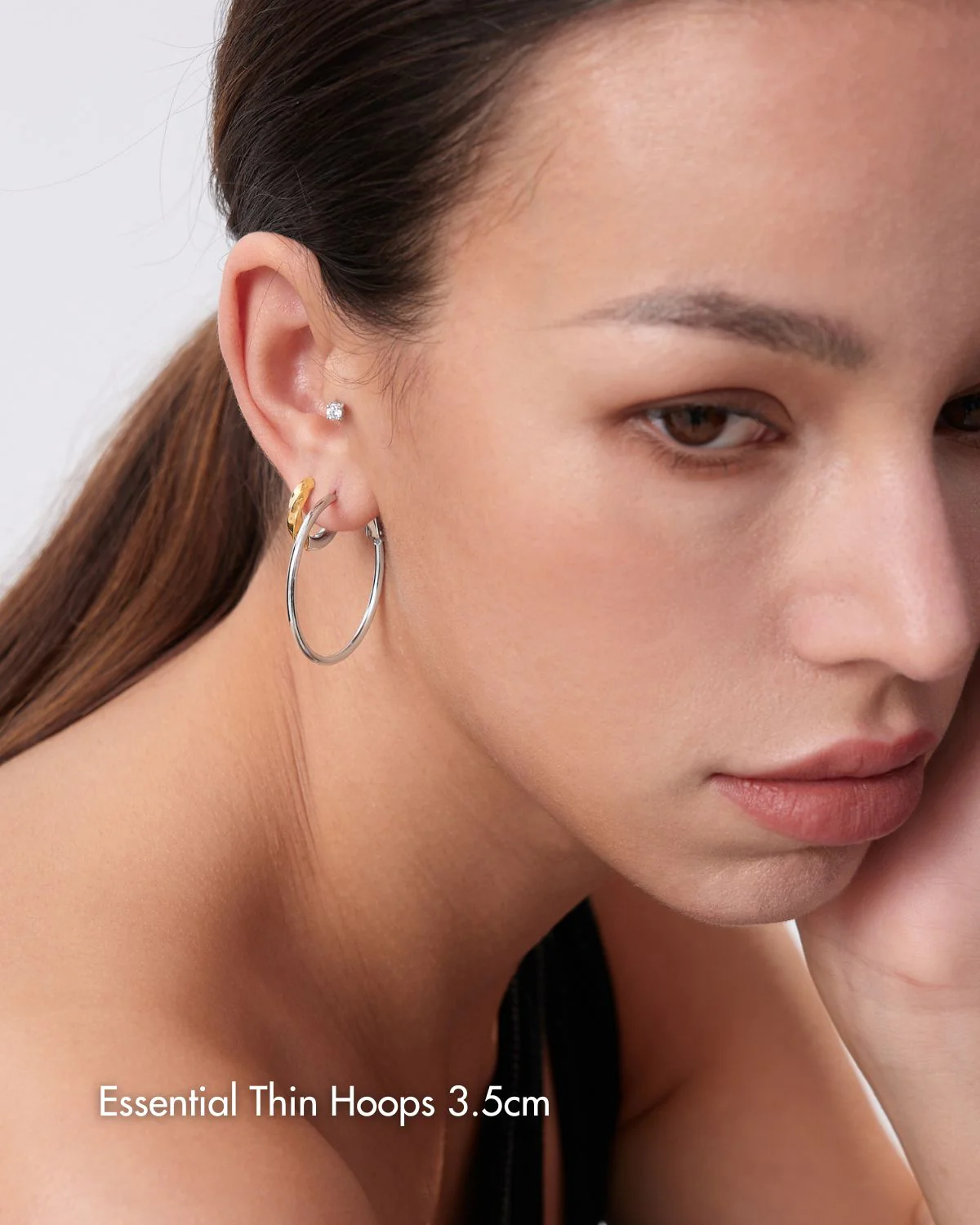 Essential Thin Silver Hoops - Image 2