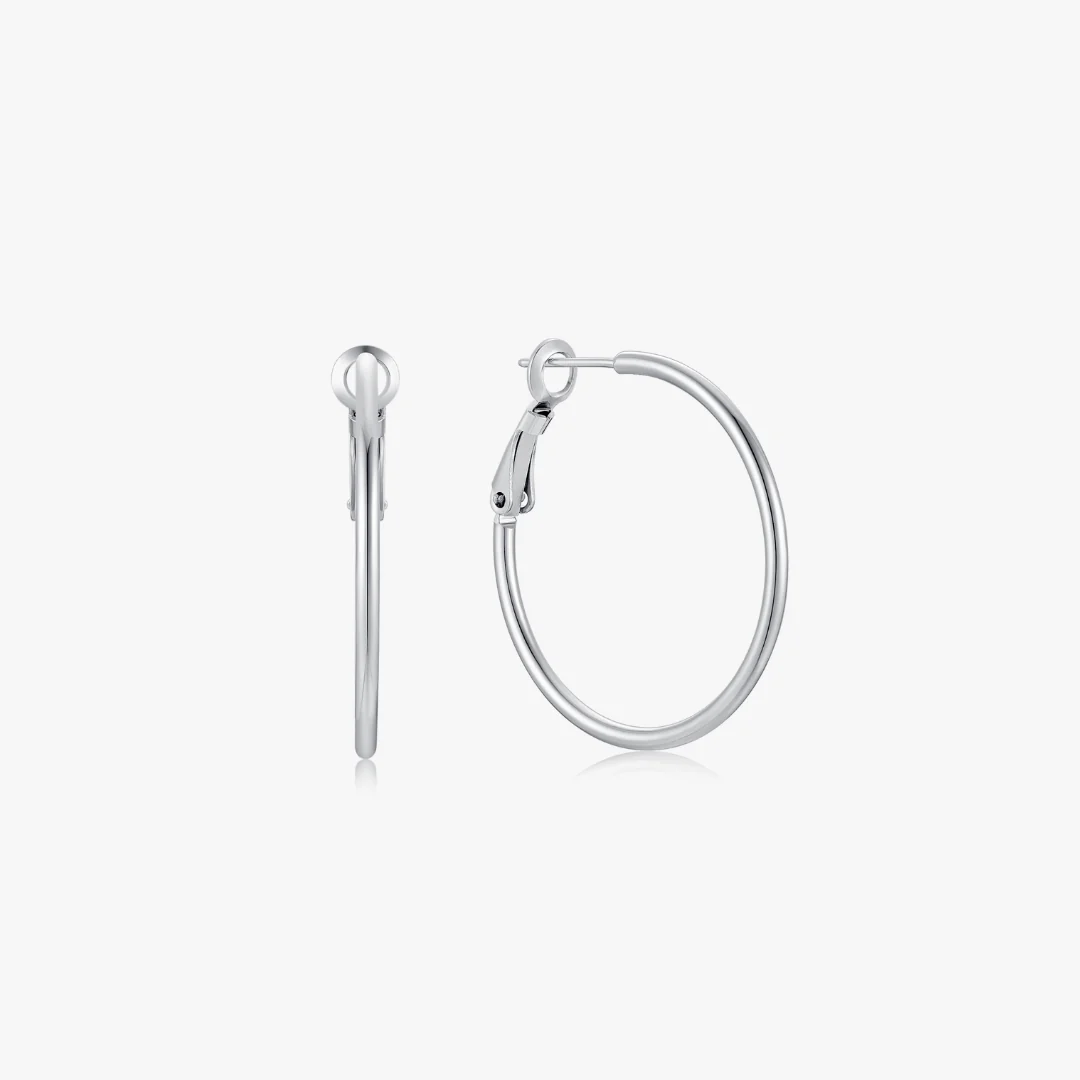 Essential Thin Silver Hoops - Image 5