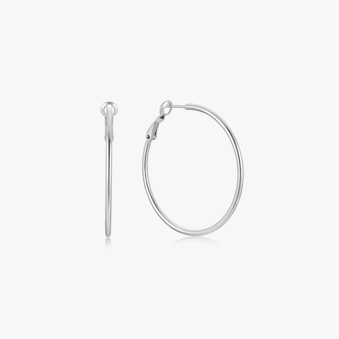 Essential Thin Silver Hoops - Image 6