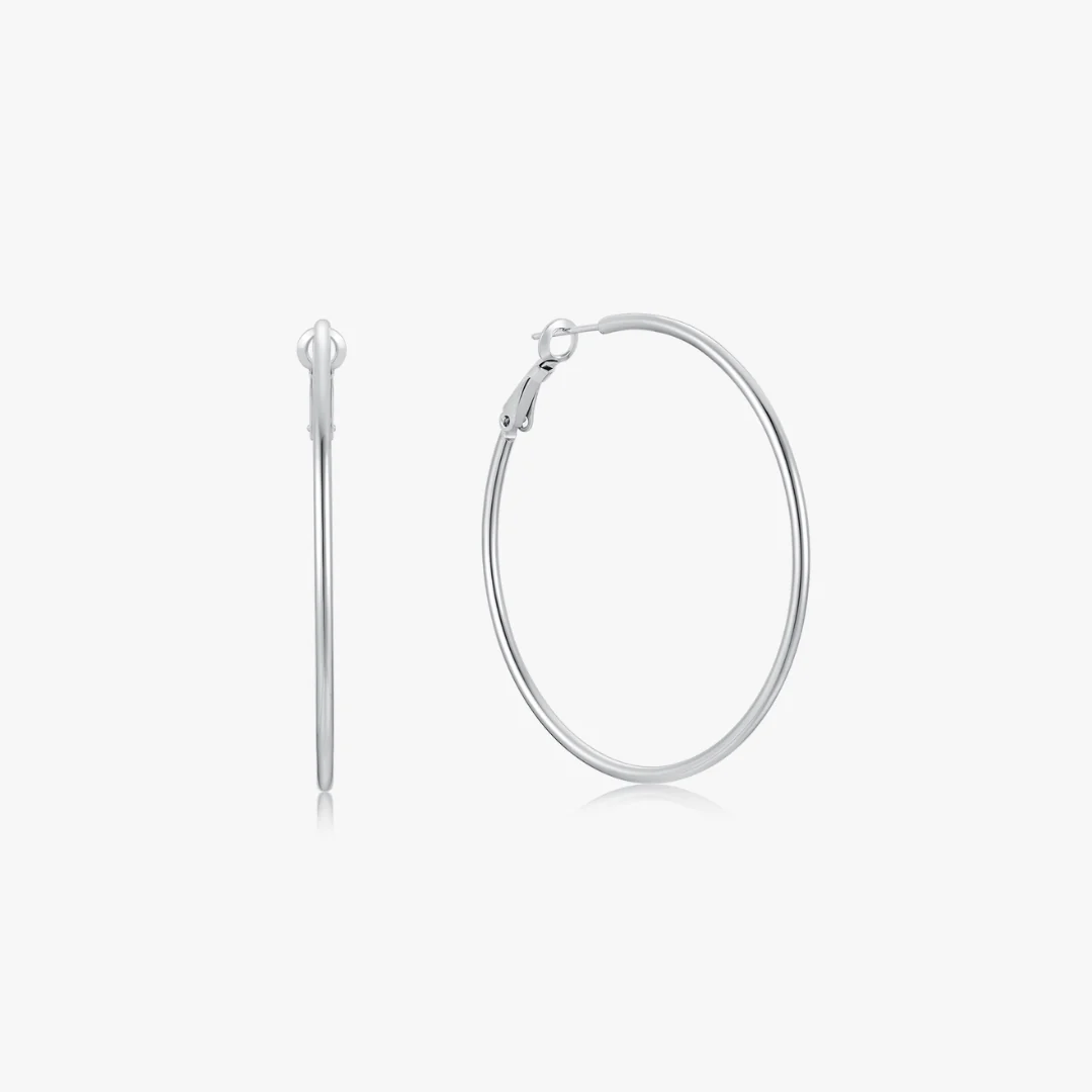 Essential Thin Silver Hoops - Image 7