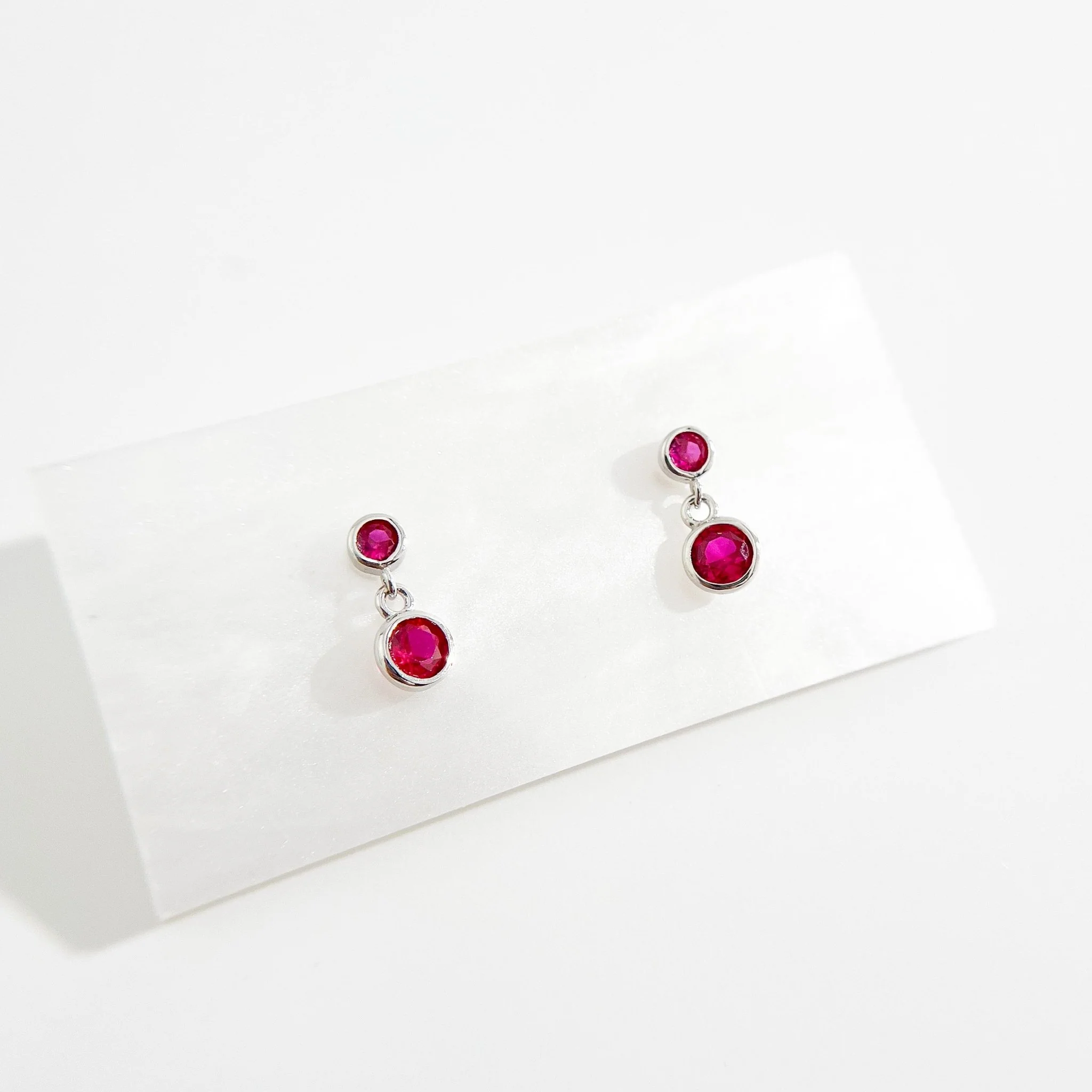 Fuchsia Dangle Sterling Earrings in Silver - Image 2