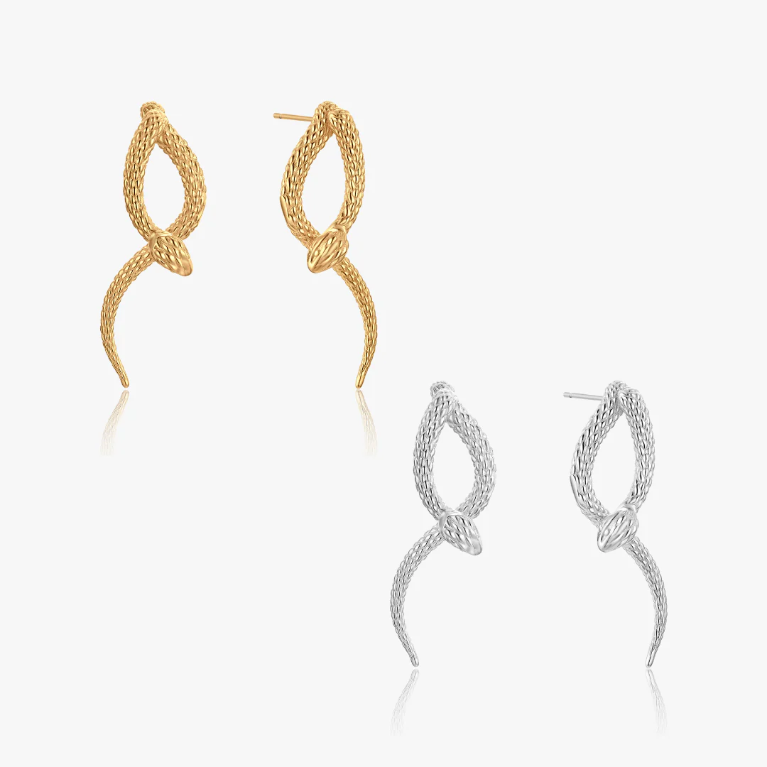 Geometric Dangling Snake Earrings