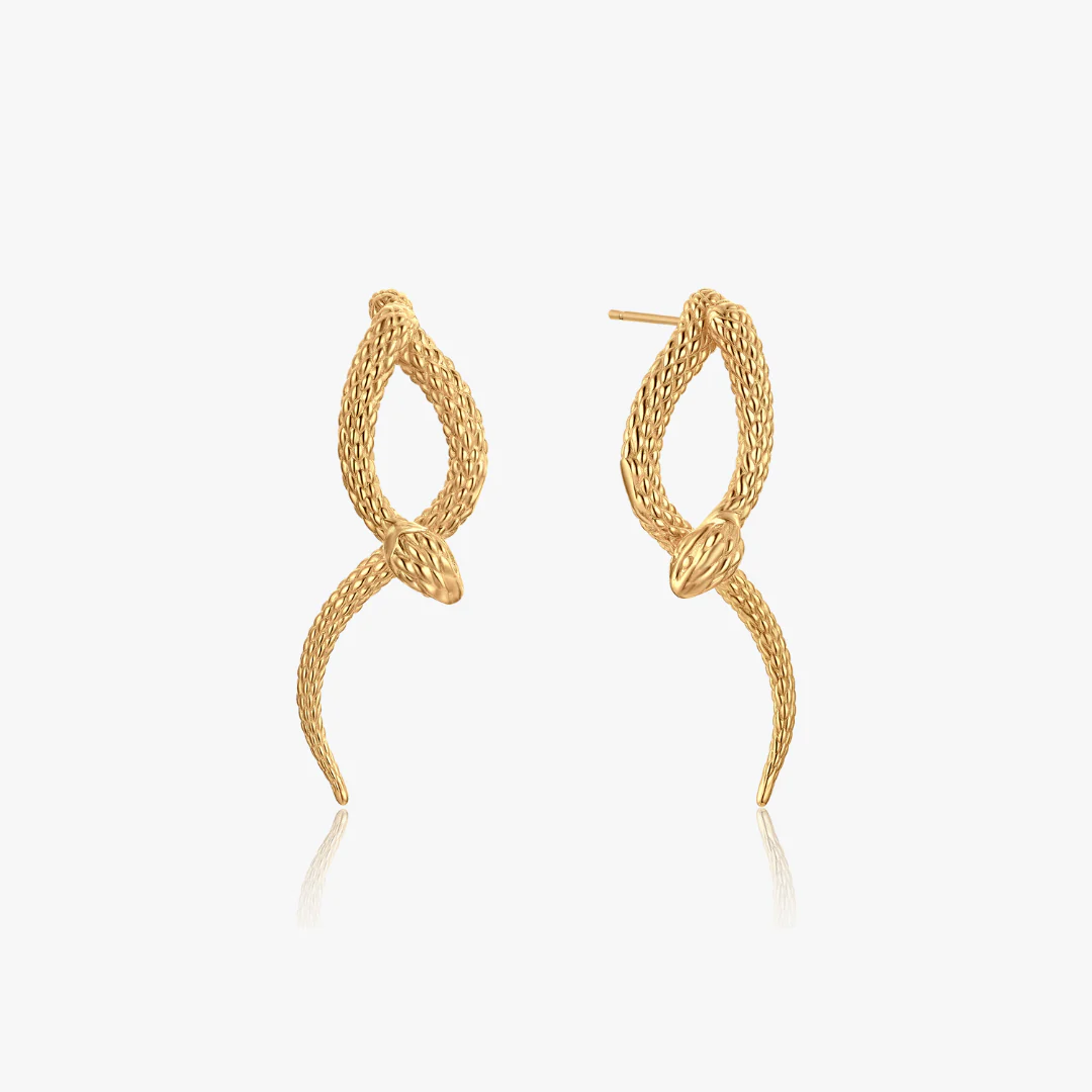 Geometric Dangling Snake Earrings - Image 9