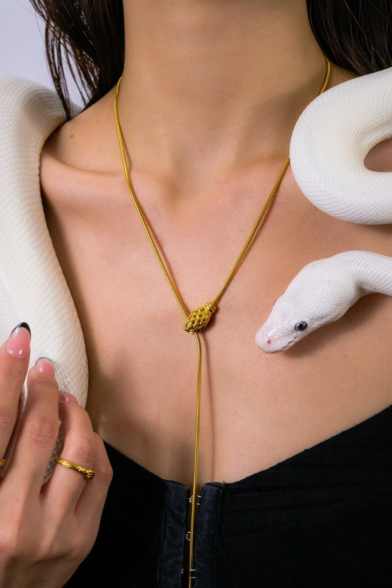 Geometric Snake Lariat Necklace - Image 2