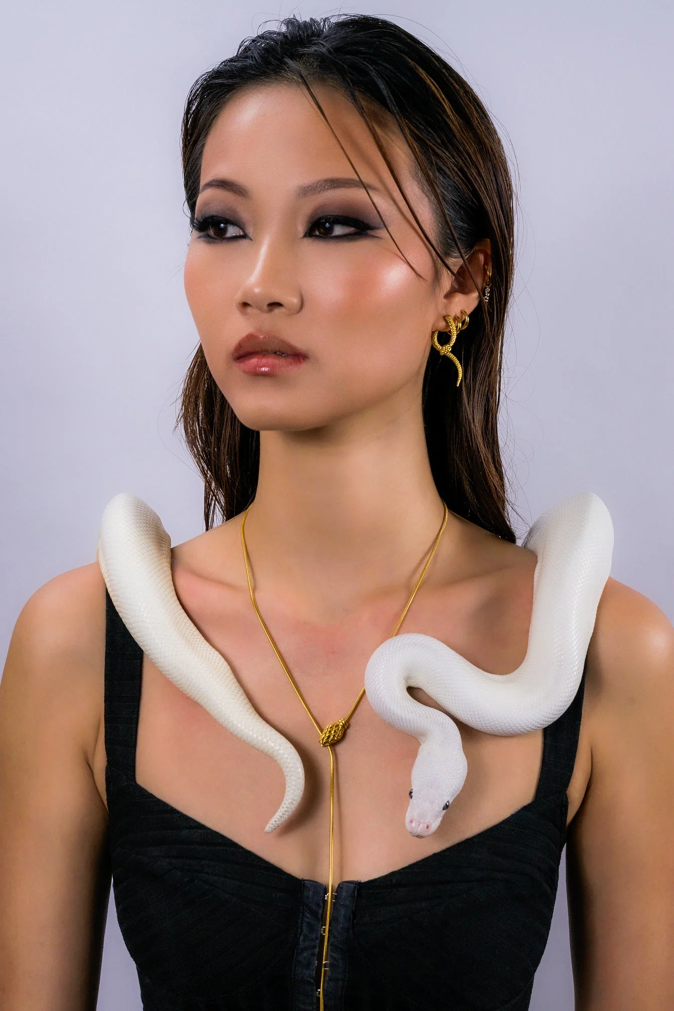 Geometric Snake Lariat Necklace - Image 3