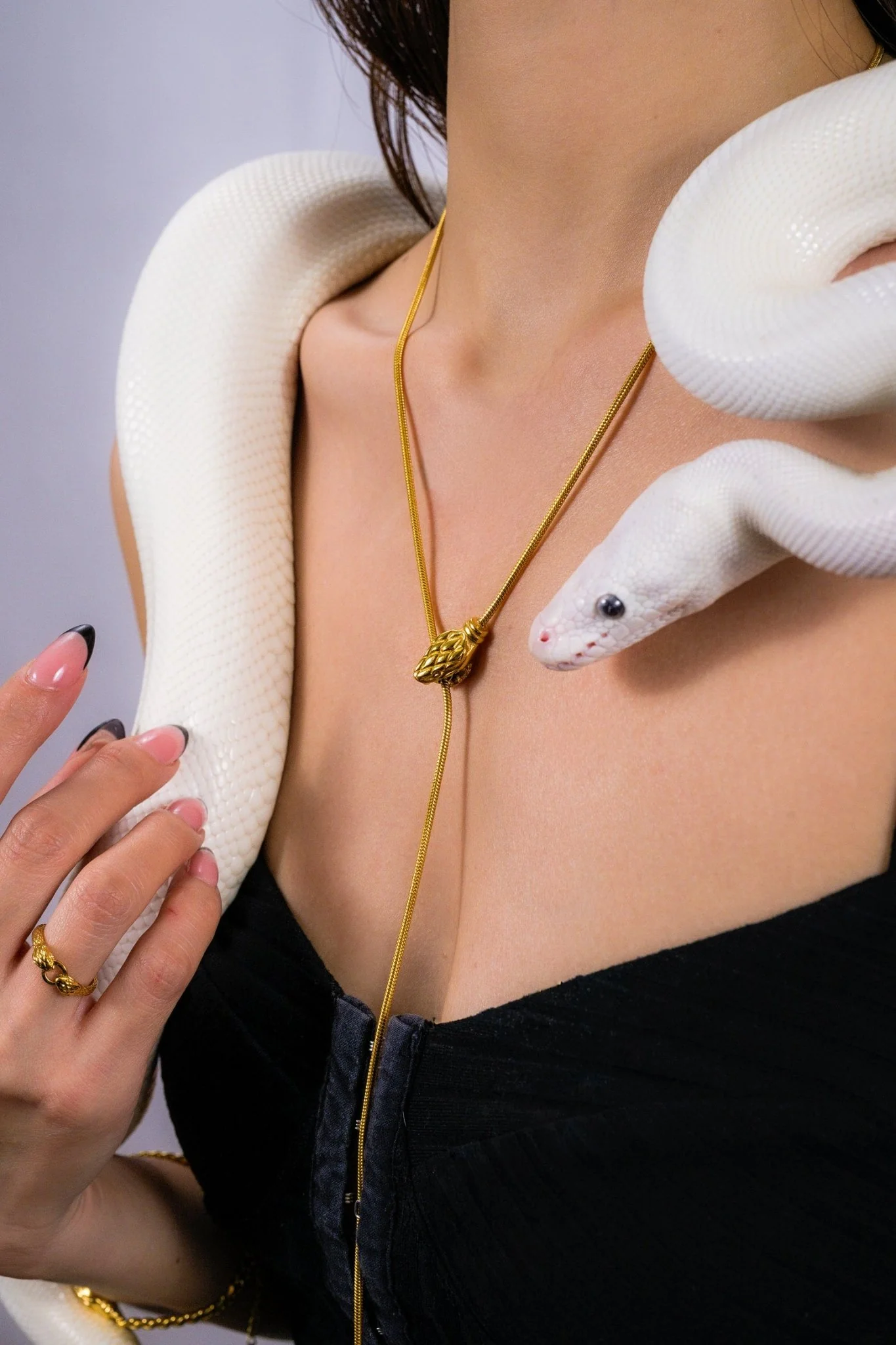 Geometric Snake Lariat Necklace - Image 4