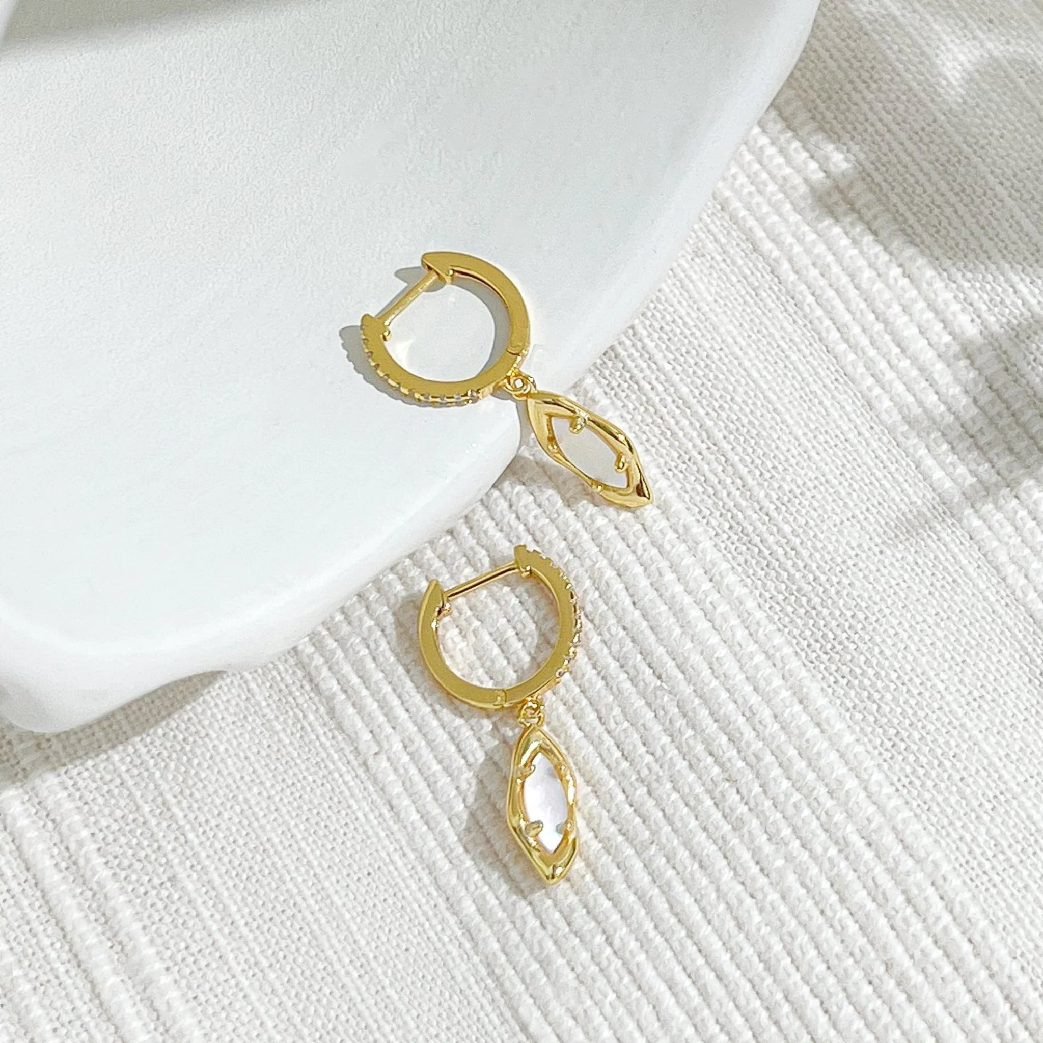 Gold Ava Mother of Pearl Earrings - Image 2