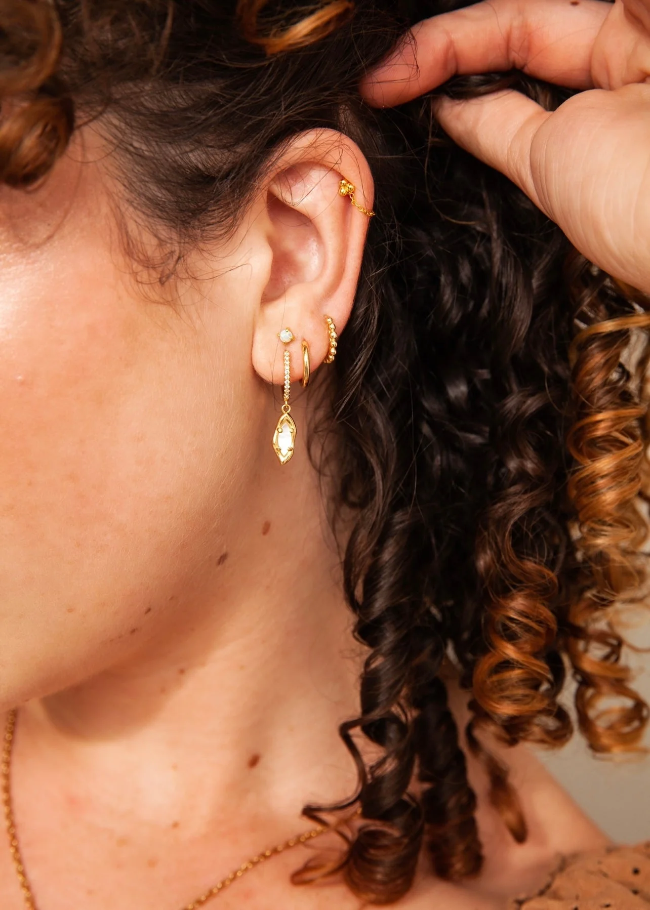 Gold Ava Mother of Pearl Earrings - Image 3