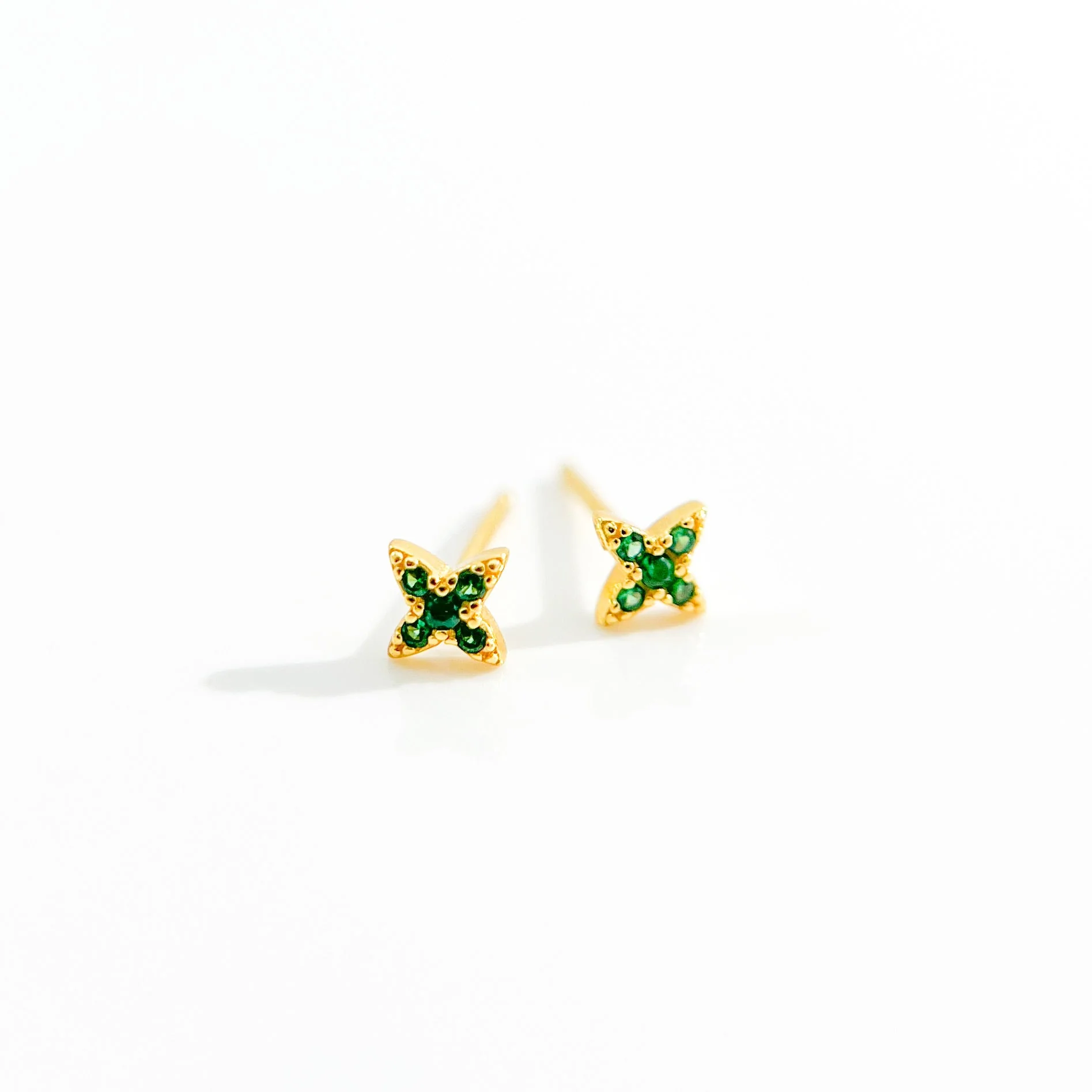 Green Gem Estrella Studs in Gold - Image 4