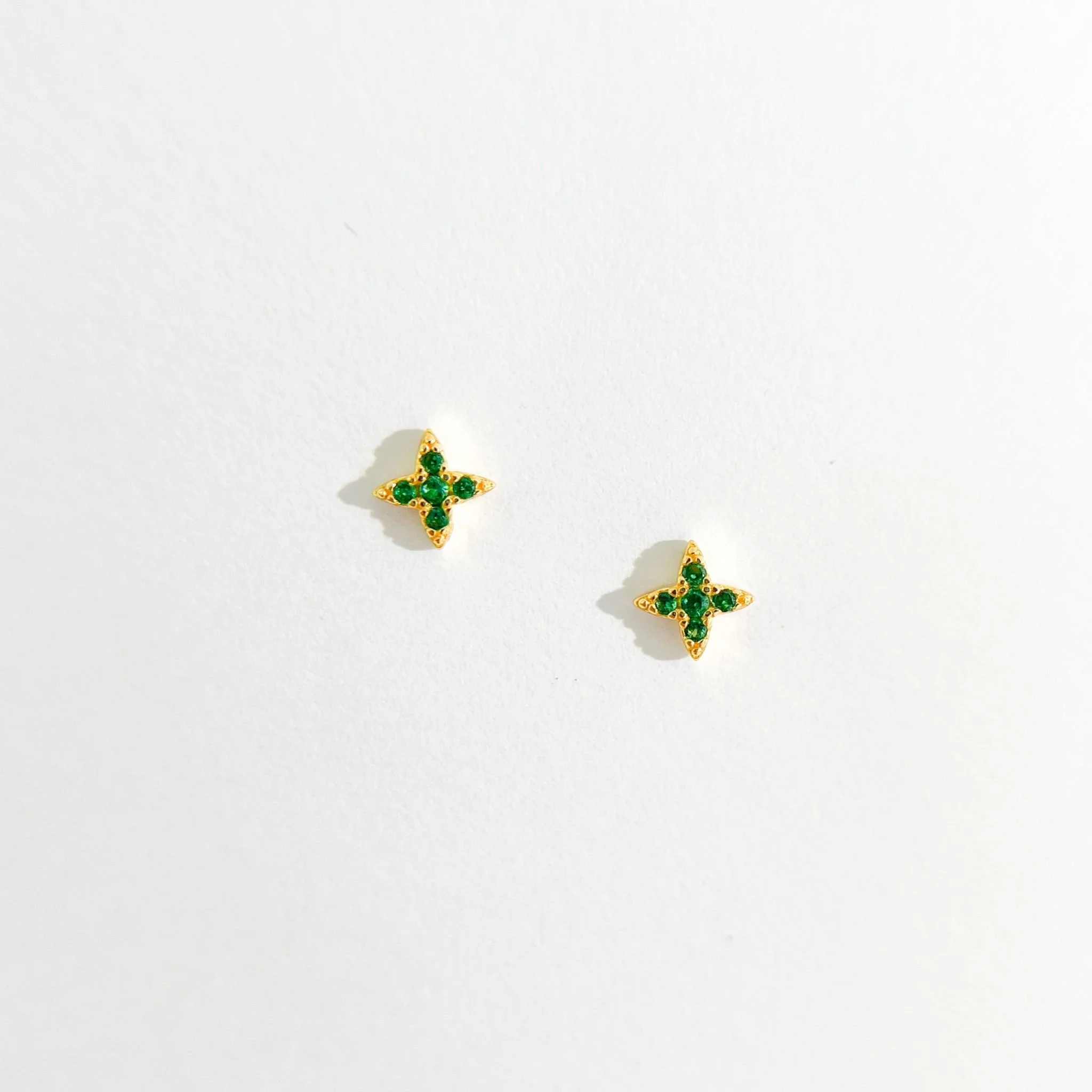 Green Gem Estrella Studs in Gold - Image 6