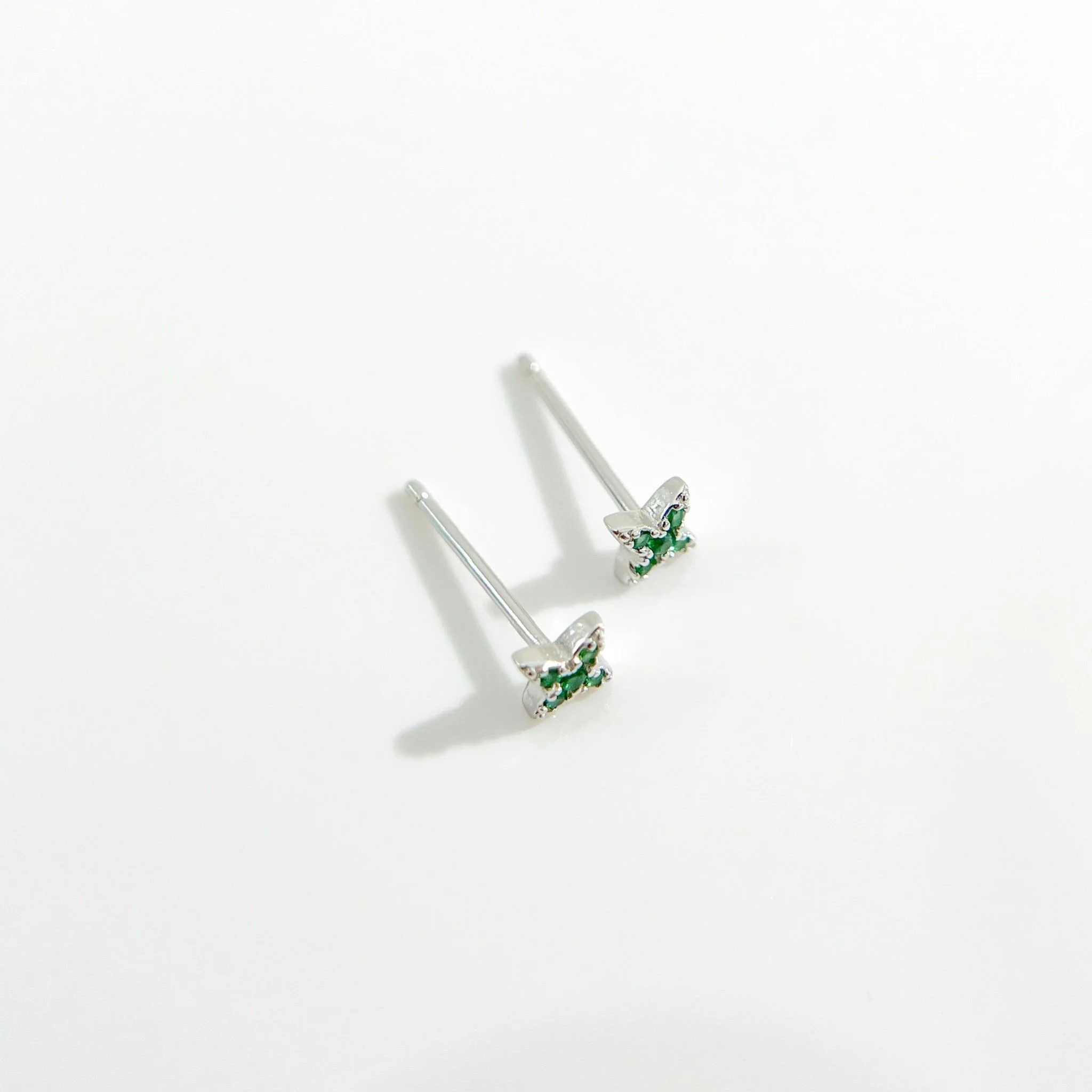 Green Gem Estrella Studs in Silver - Image 3