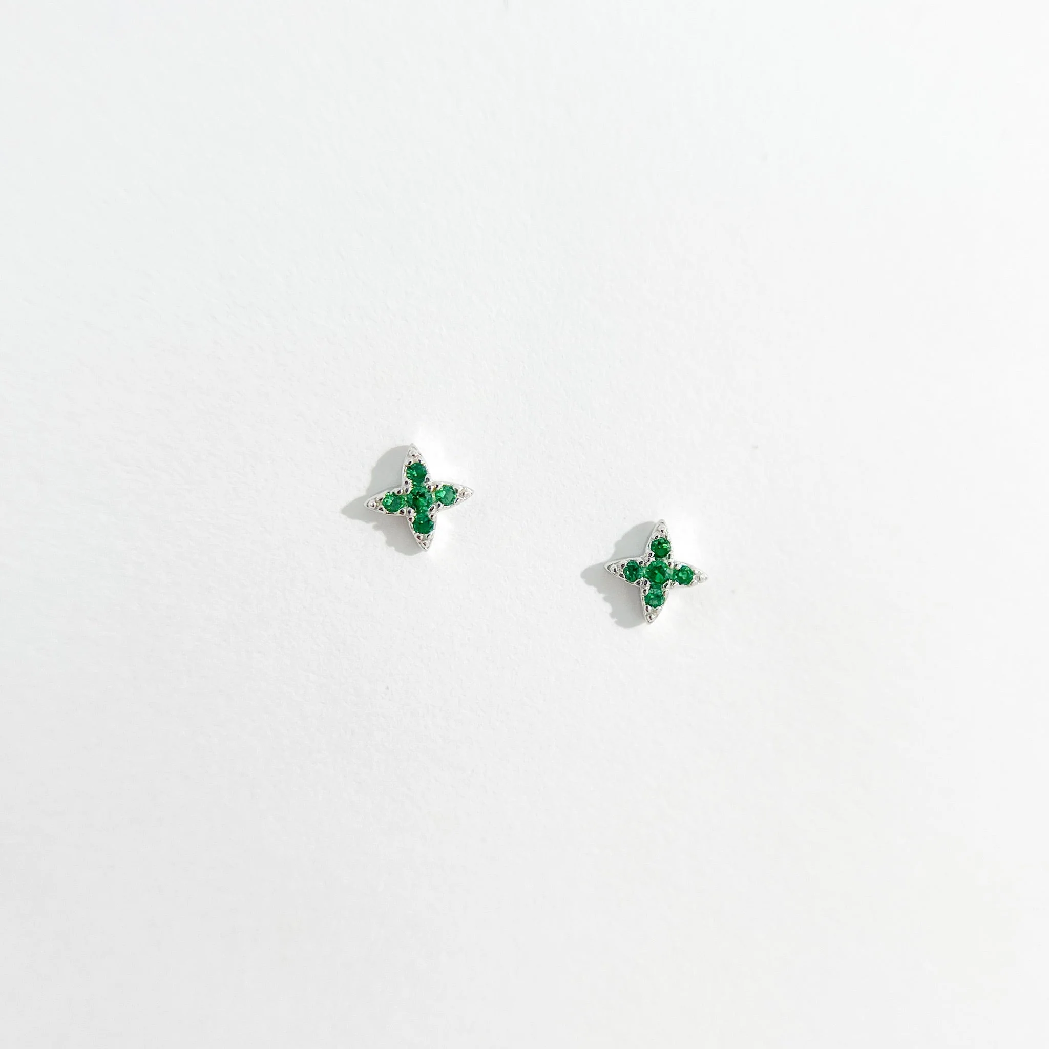 Green Gem Estrella Studs in Silver - Image 4