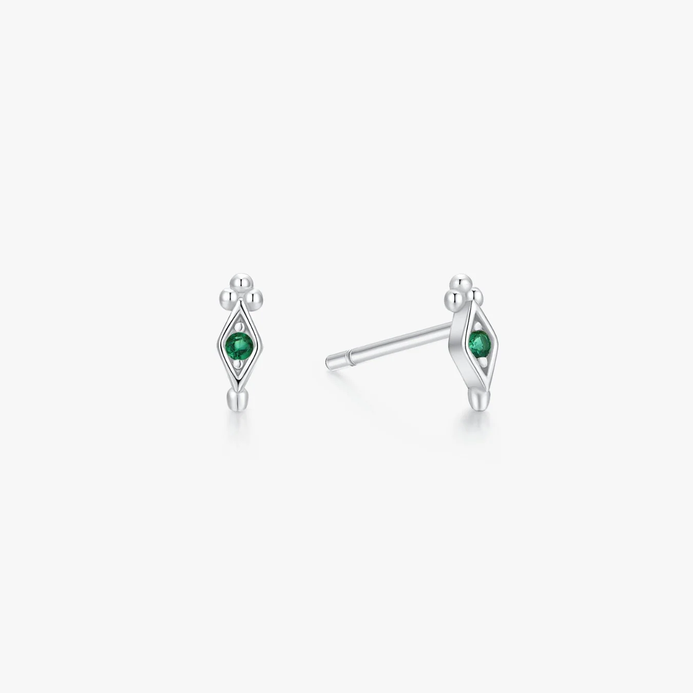 Green Gem Freya Studs in Silver