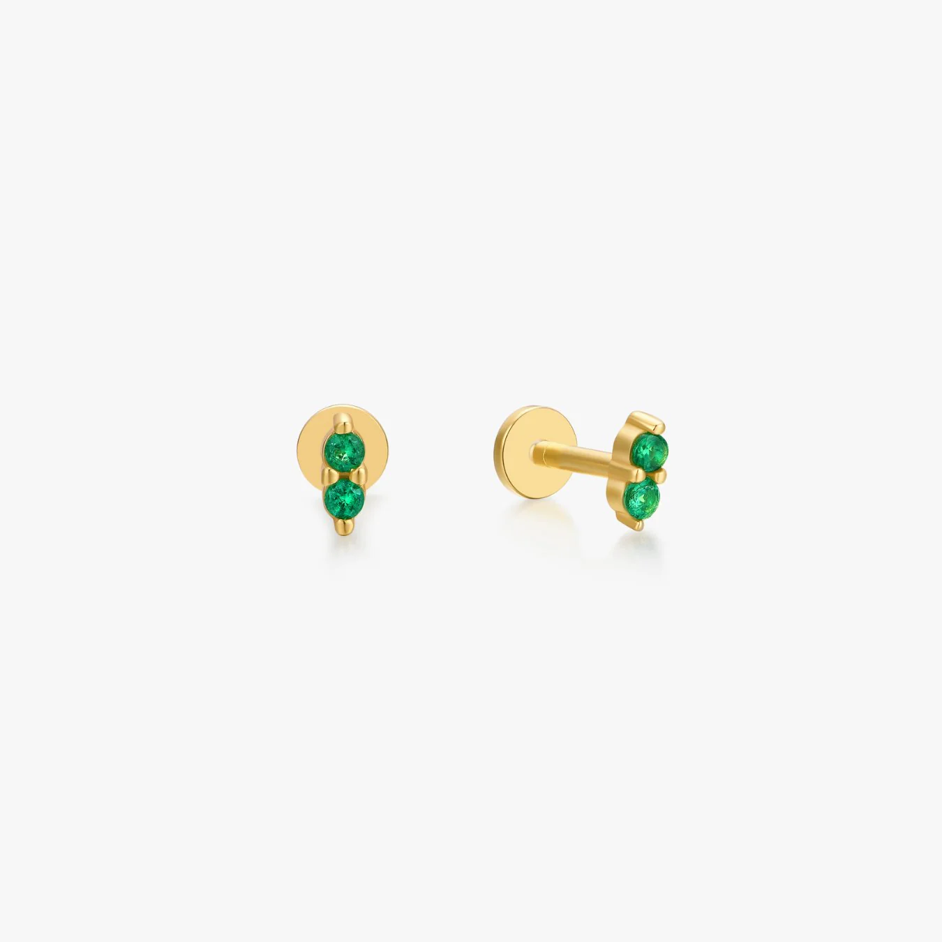 Green Mini Shimmer Sterling Silver Threadless Flat Back Studs - Image 6
