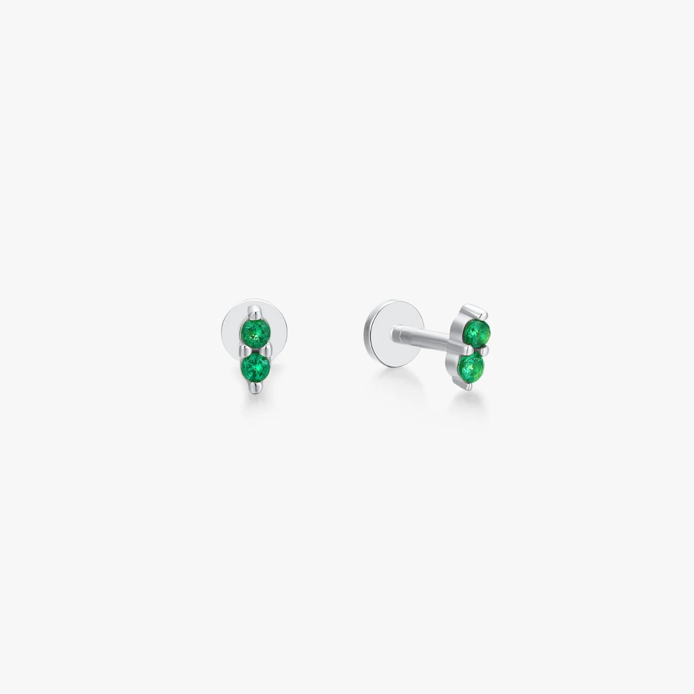 Green Mini Shimmer Sterling Silver Threadless Flat Back Studs - Image 7