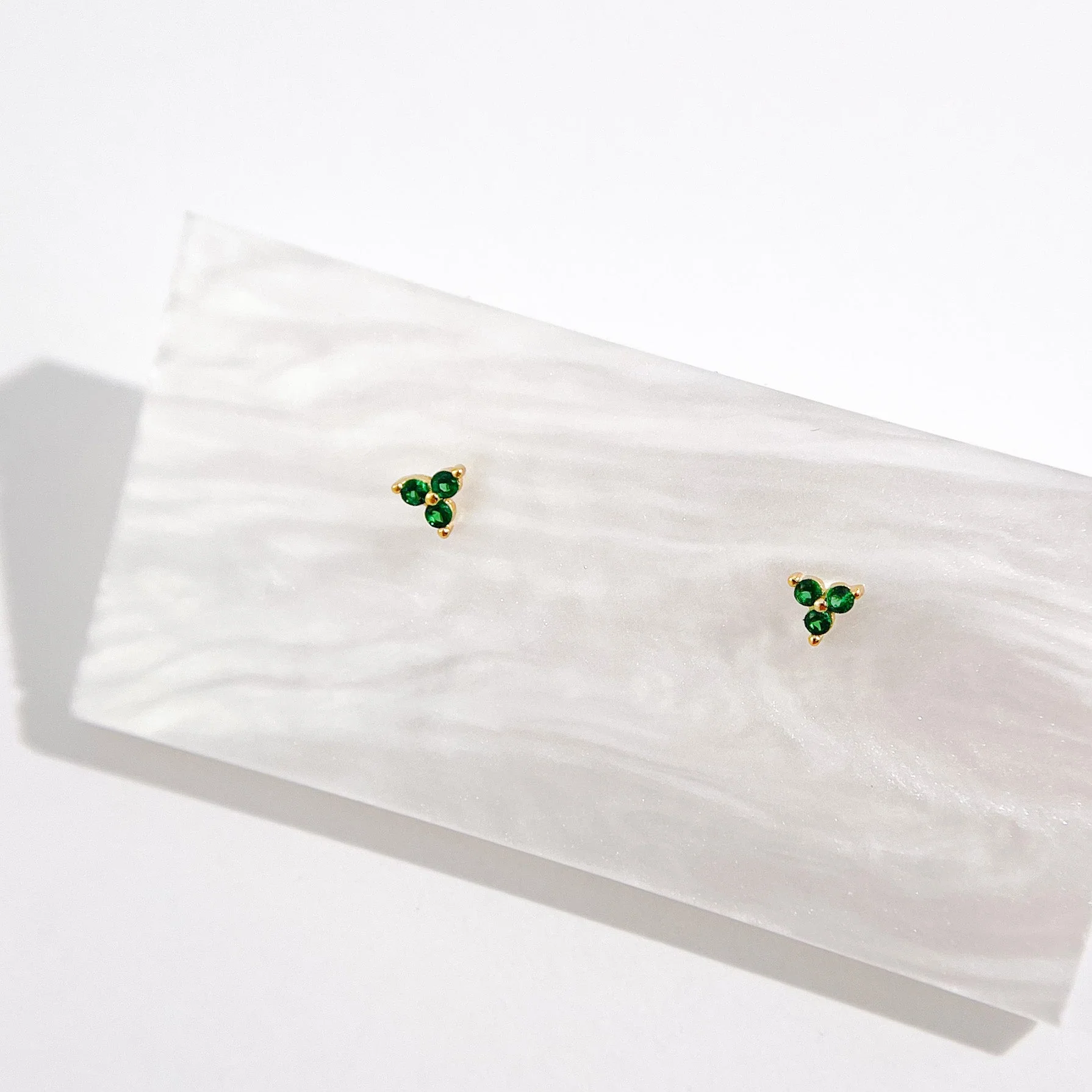 Green Twinkle Studs in Gold - Image 4