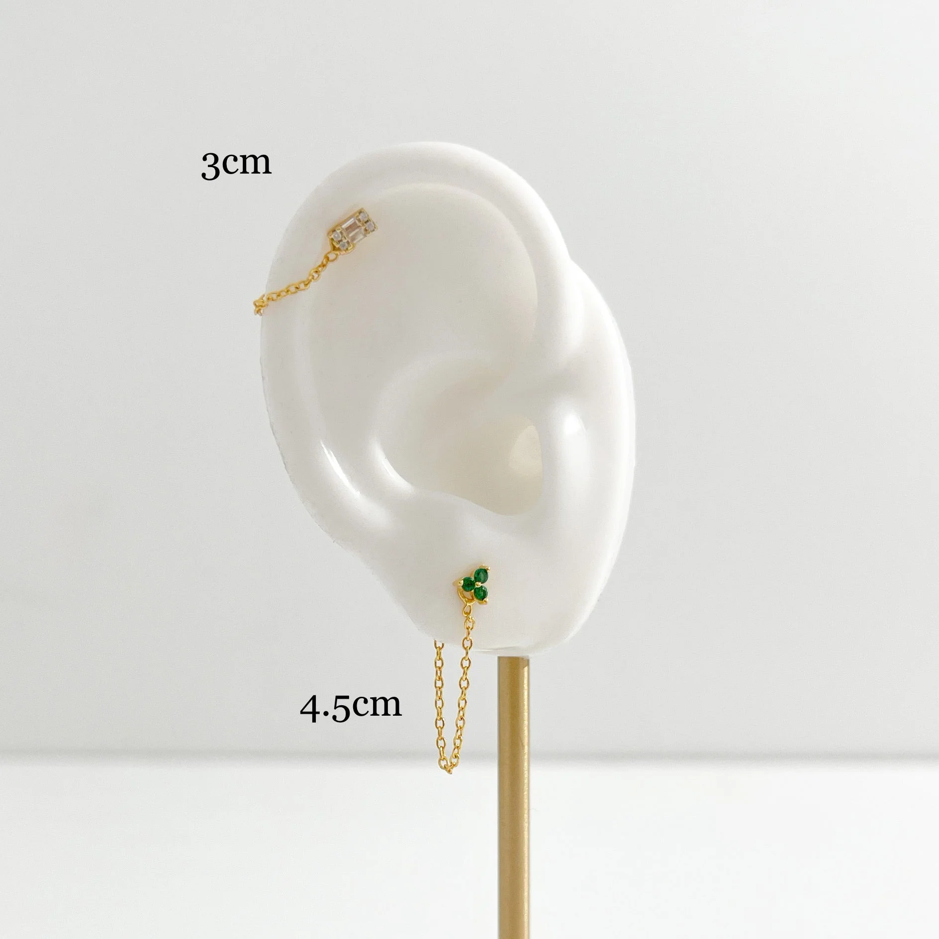 Green Twinkle Studs in Gold - Image 5