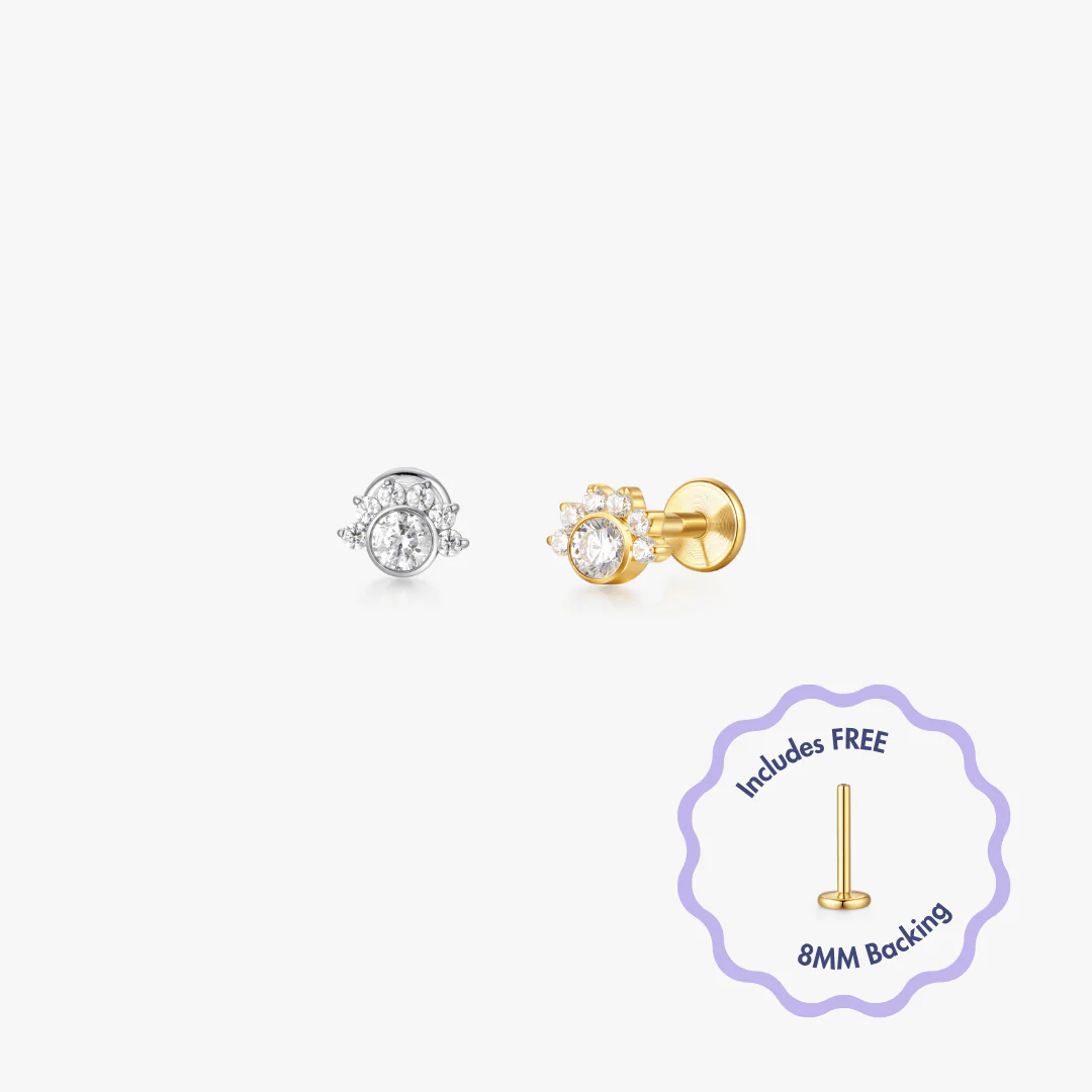 Halo Cluster Titanium Flat Back Stud (Single)