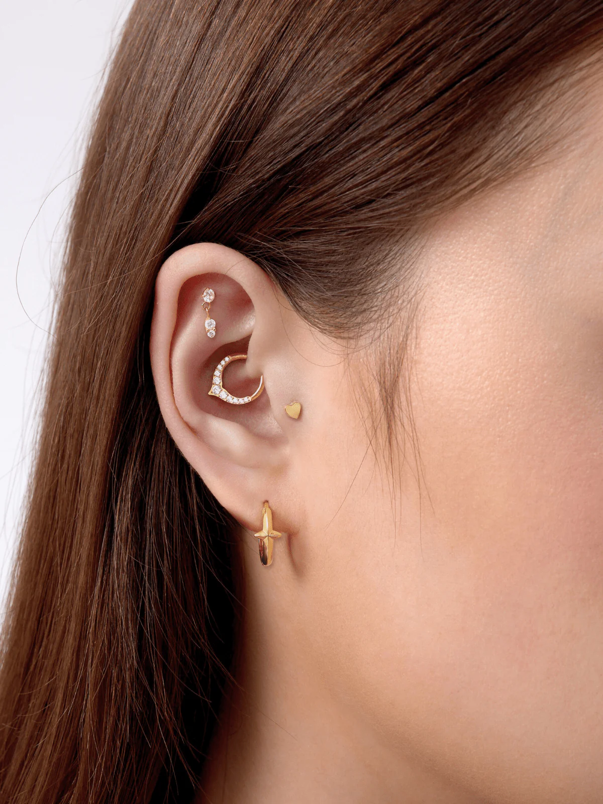 Mini Heart Titanium Flat Back Stud (Single) - Image 2