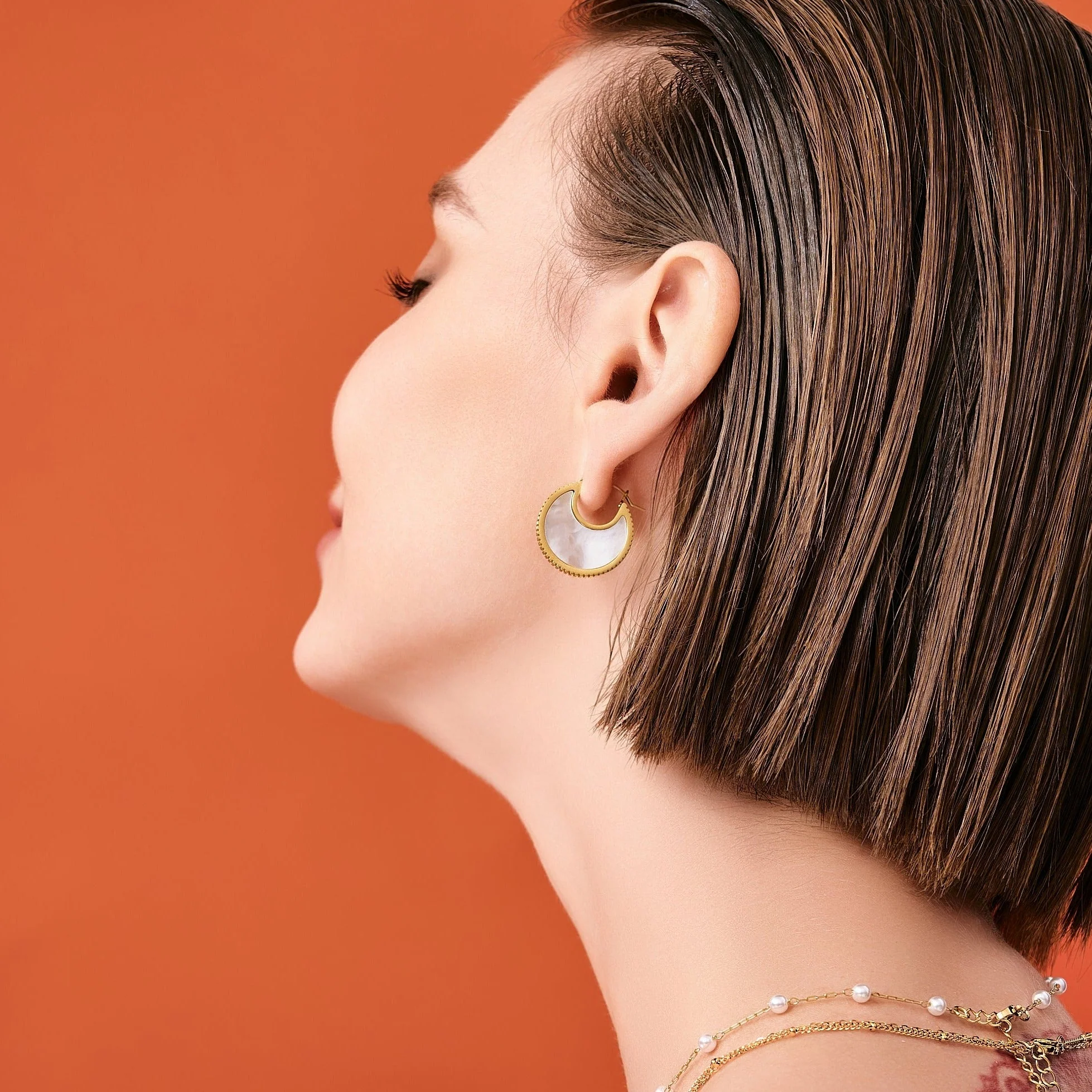 Mother of Pearl Hoop Earrings - Image 3