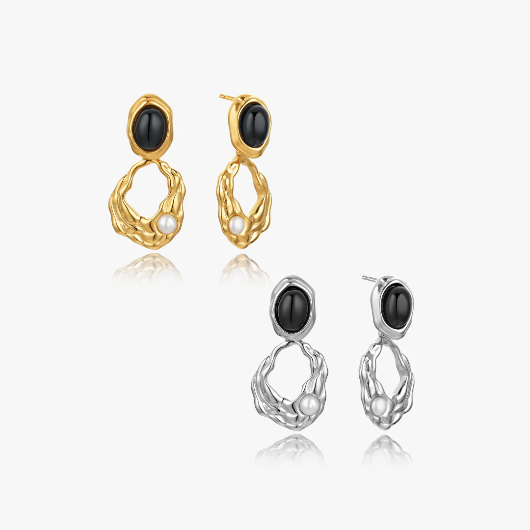 Kaia Molten Drop Earrings With Pearl